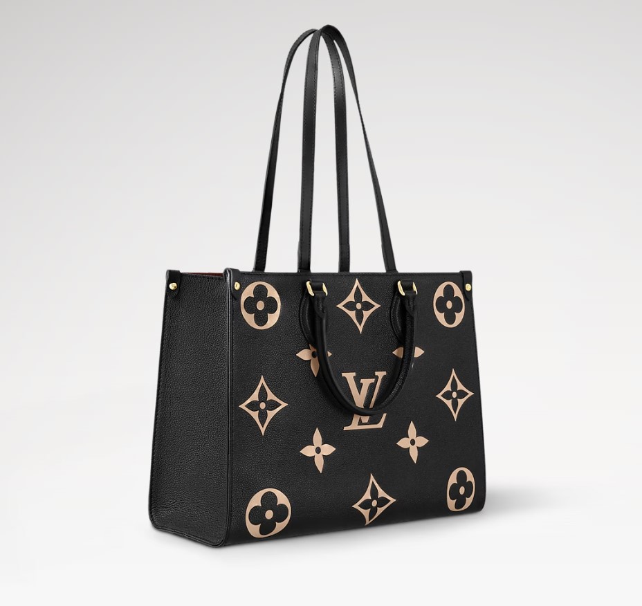 L0vis Vvtt0n OnTheGo MM Tote Bag 13.8in/ 35cm Black/Beige Gold Hardware For Women M45495