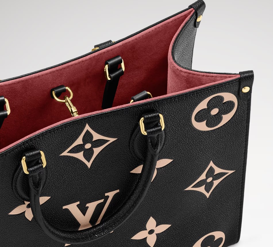 L0vis Vvtt0n OnTheGo MM Tote Bag 13.8in/ 35cm Black/Beige Gold Hardware For Women M45495