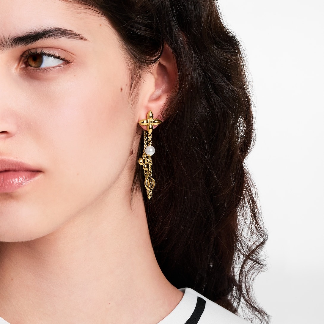 L0vis Vvtt0n Pearl Constellations Earrings White Gold Hardware For Women M03530