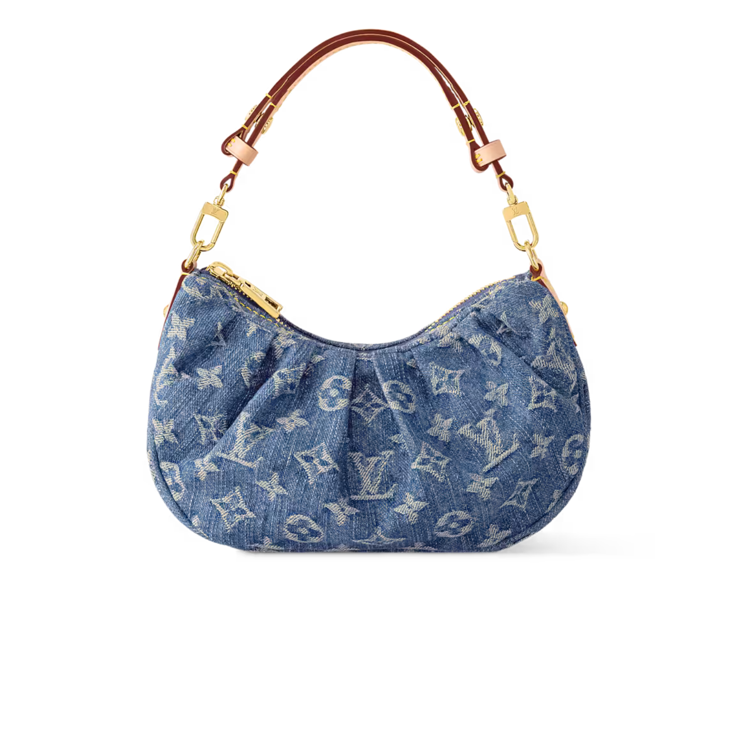 L0vis Vvtt0n Pochette Valley Handbag 8.3in/ 21cm Denim Blue Gold Hardware For Women M13571
