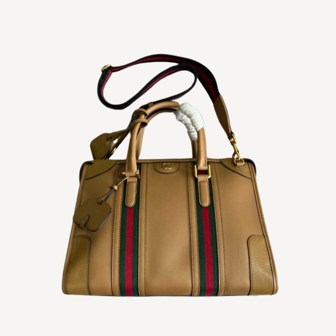 Gvc*1 Double G-Detailed Smooth Medium Handbag Brown For Men 13.3 in/ 34 cm