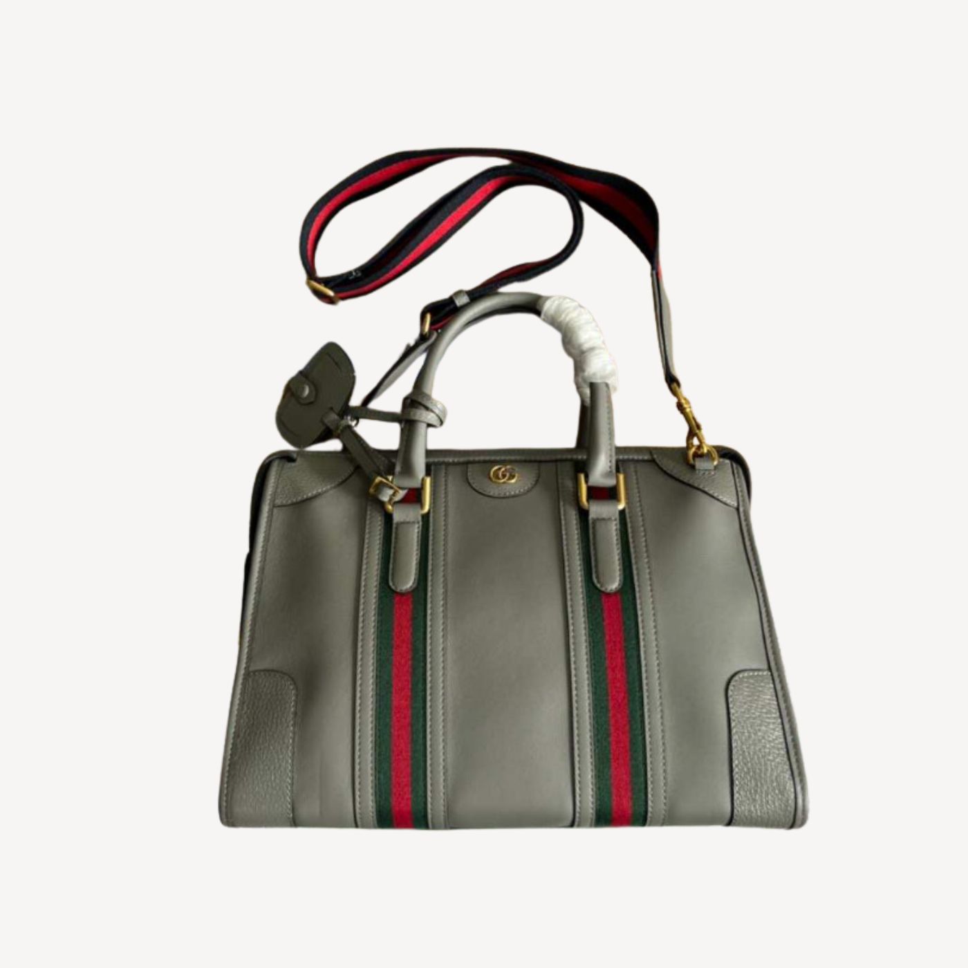 Gvc*1 Double G-Detailed Smooth Medium Handbag Grey For Men 13.3 in/ 34 cm ‎