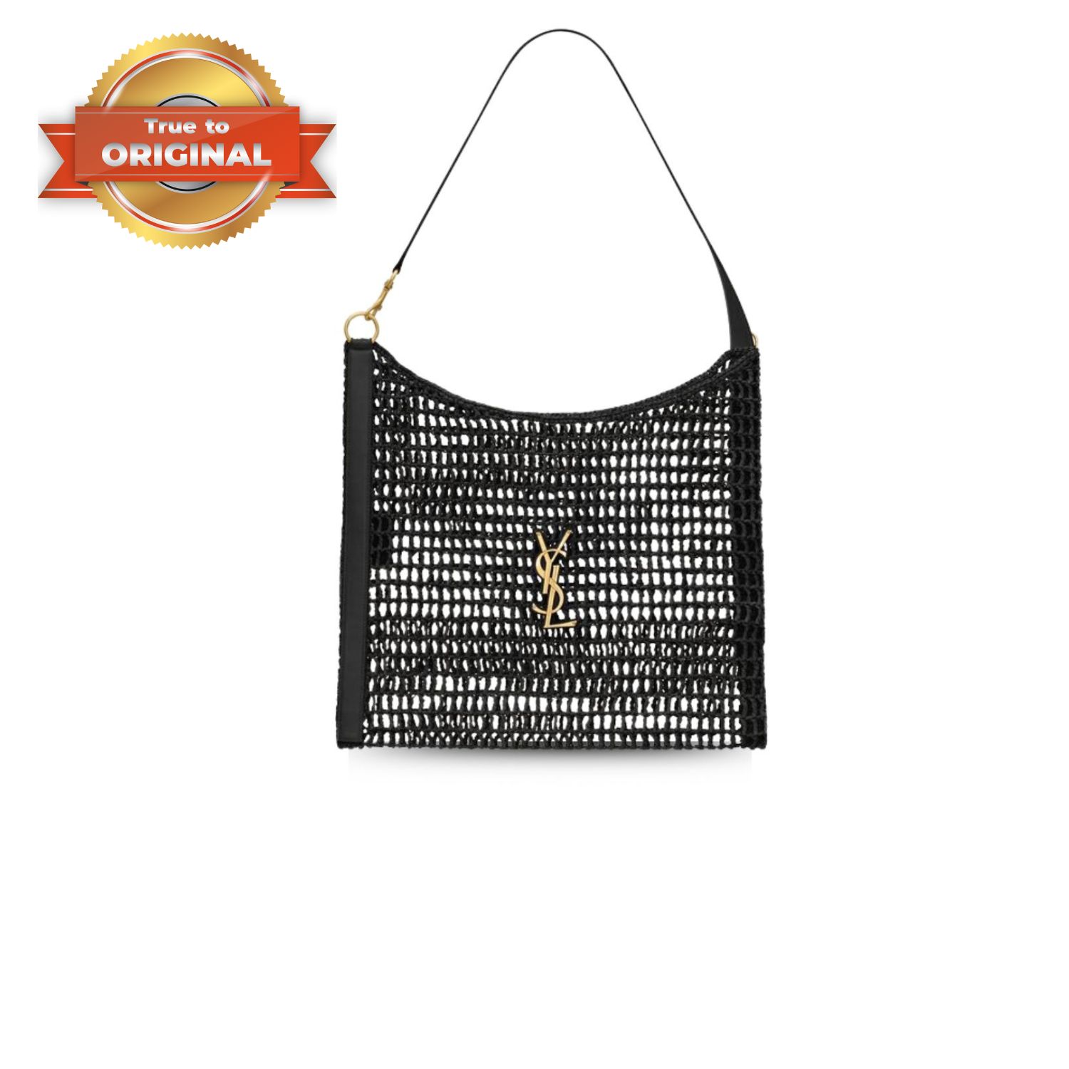 [True-to-ORIGINAL] Sa1nt Lau*nt Oxalis Bag In Raffia Macramé Black For Women 15.7 Inches/ 40 Cm 781289GAAEA1000
