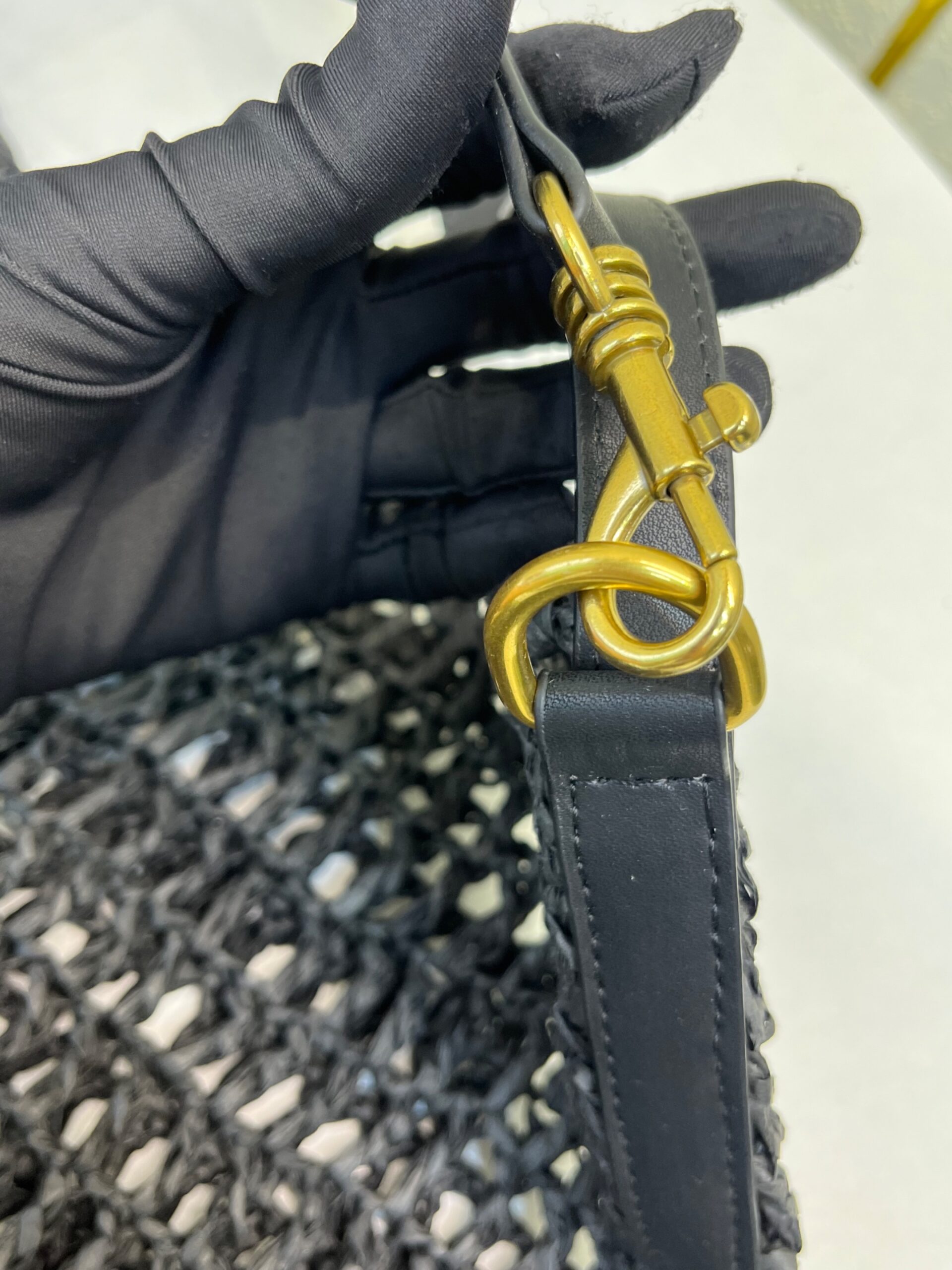 Sa1nt Lau*nt Oxalis Bag In Raffia Macramé Black For Women 15.7 Inches/ 40 Cm 781289GAAEA1000