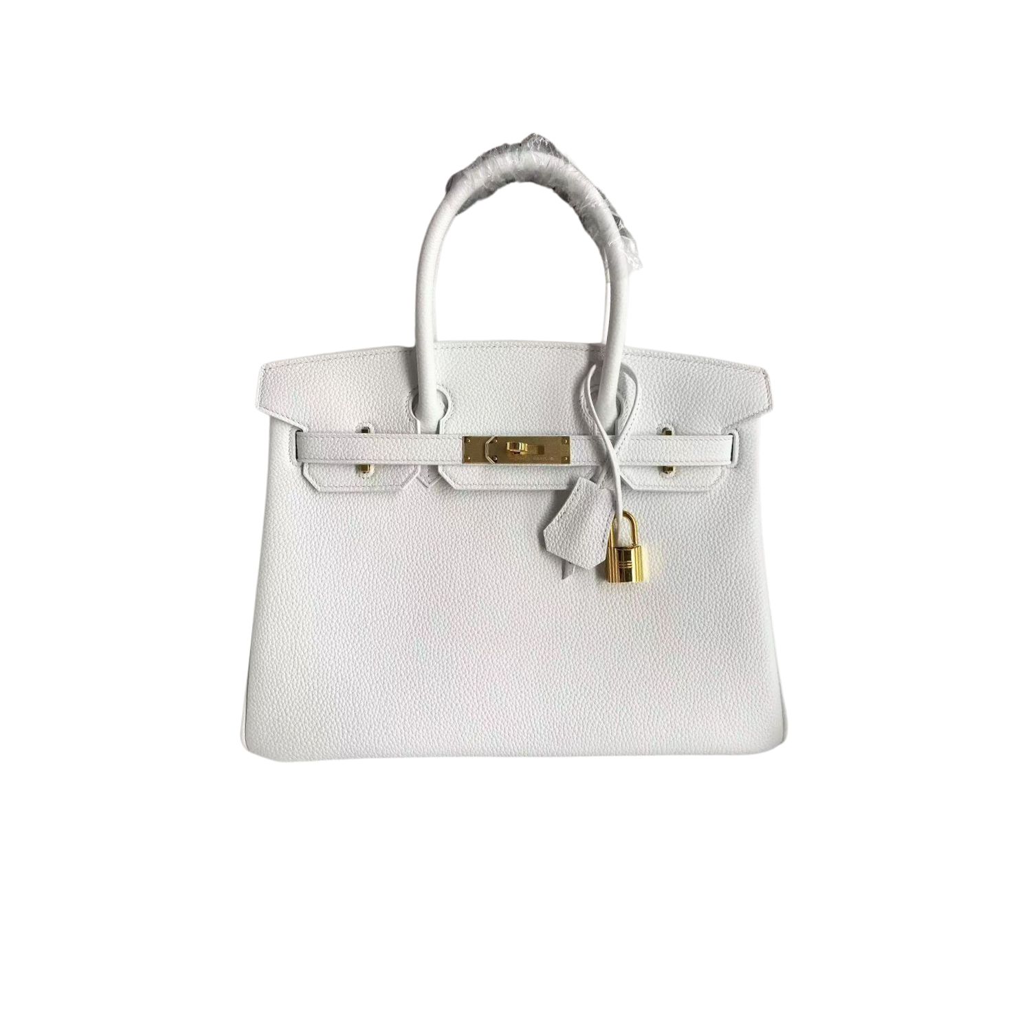 H**me5 Birkin White For Women Gold Toned Hardware 11.8in/30cm