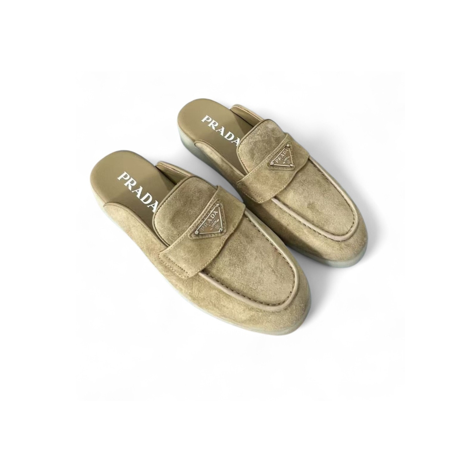 Pra*a Brushed Sabots Dark Beige For Women