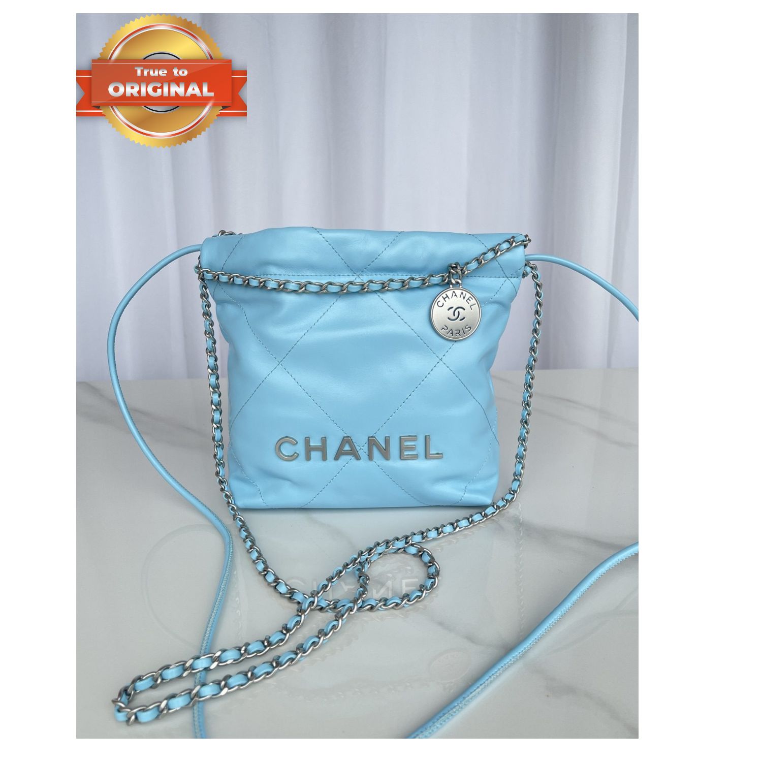 Ch**el 22 Mini Handbag Blue For Women 20cm / 7.9in AS3980