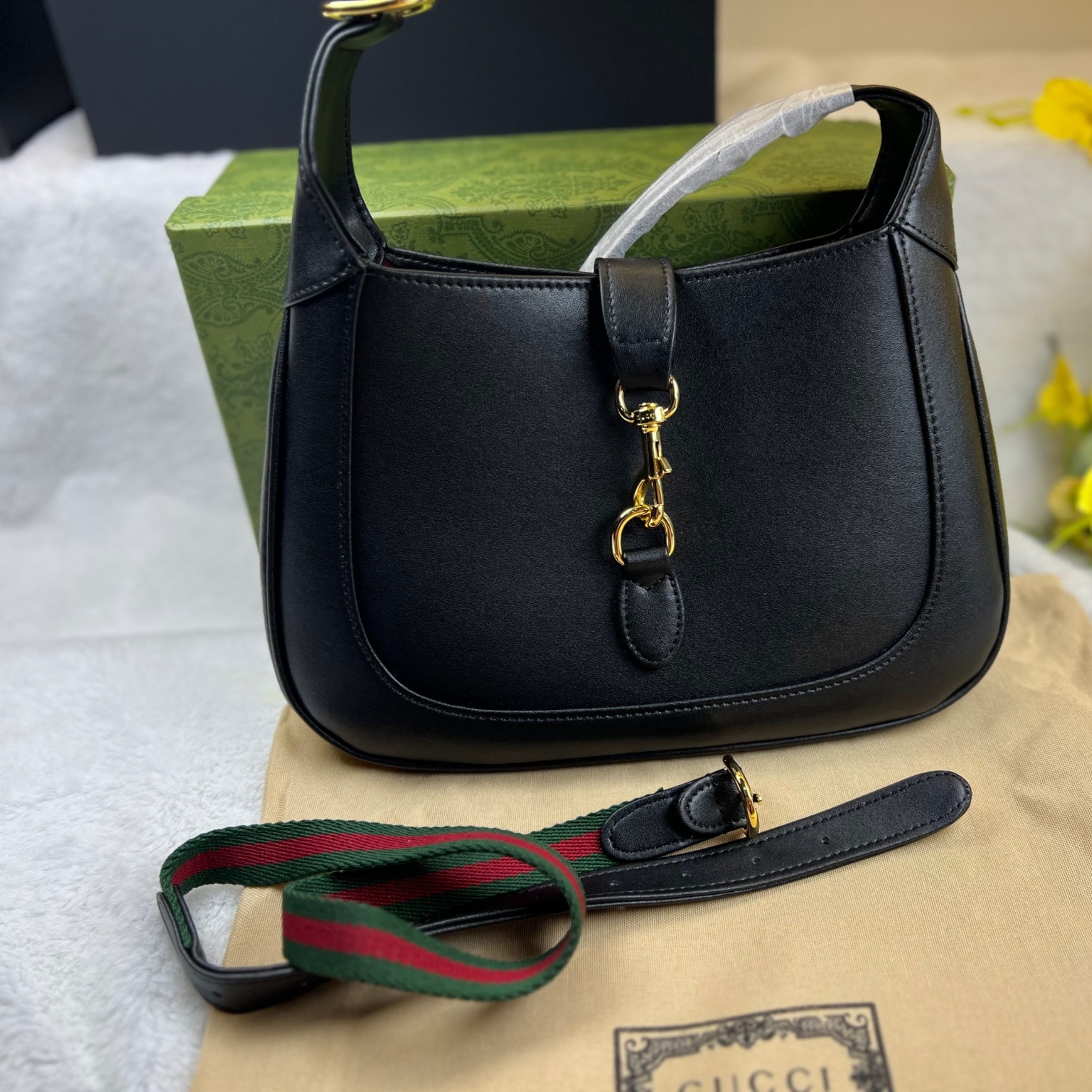 Gvc*1 Jackie 1961 Small Shoulder Bag Black For Women, Women’s Bags 10.8in/28cm GG ‎636709 10O0G 1000