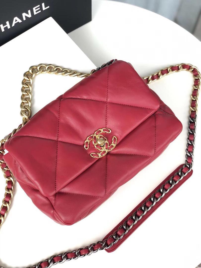 Ch**el 19 Handbag 26cm Red For Women AS1160