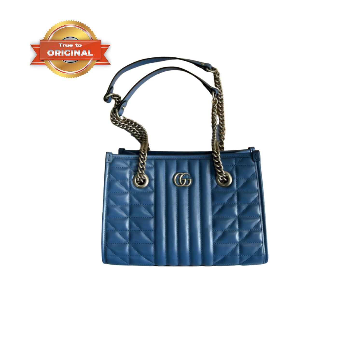 [True-to-ORIGINAL] Gvc*1 Marmont Small Matelasse Tote Blue For Women, Women’s Bags 26.5 in/10.4cm GG ‎‎675796 UM8BF 4340