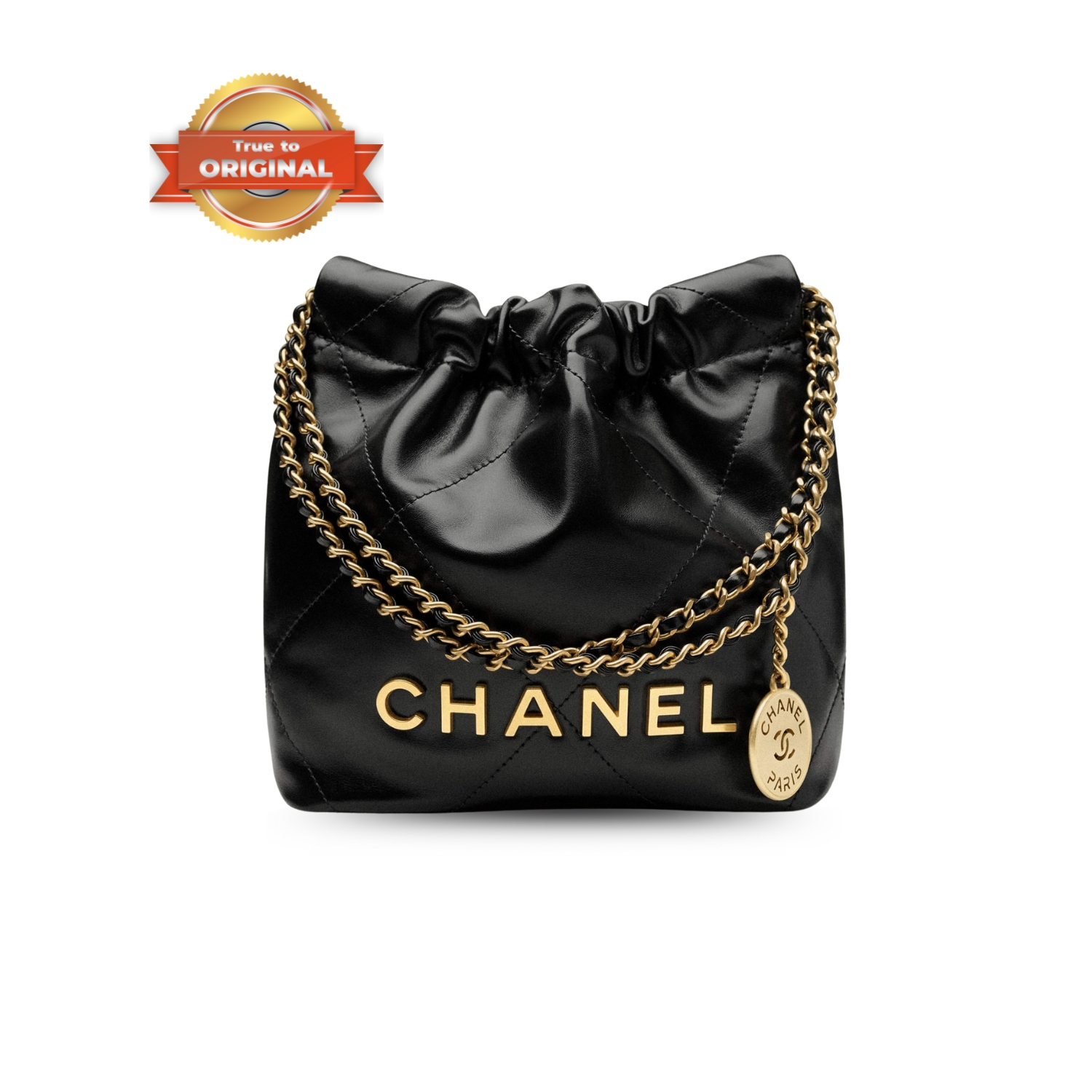 [True-to-ORIGINAL] Ch**el 22 Mini Bag Gold Tone Black For Women 7,1in/18cm