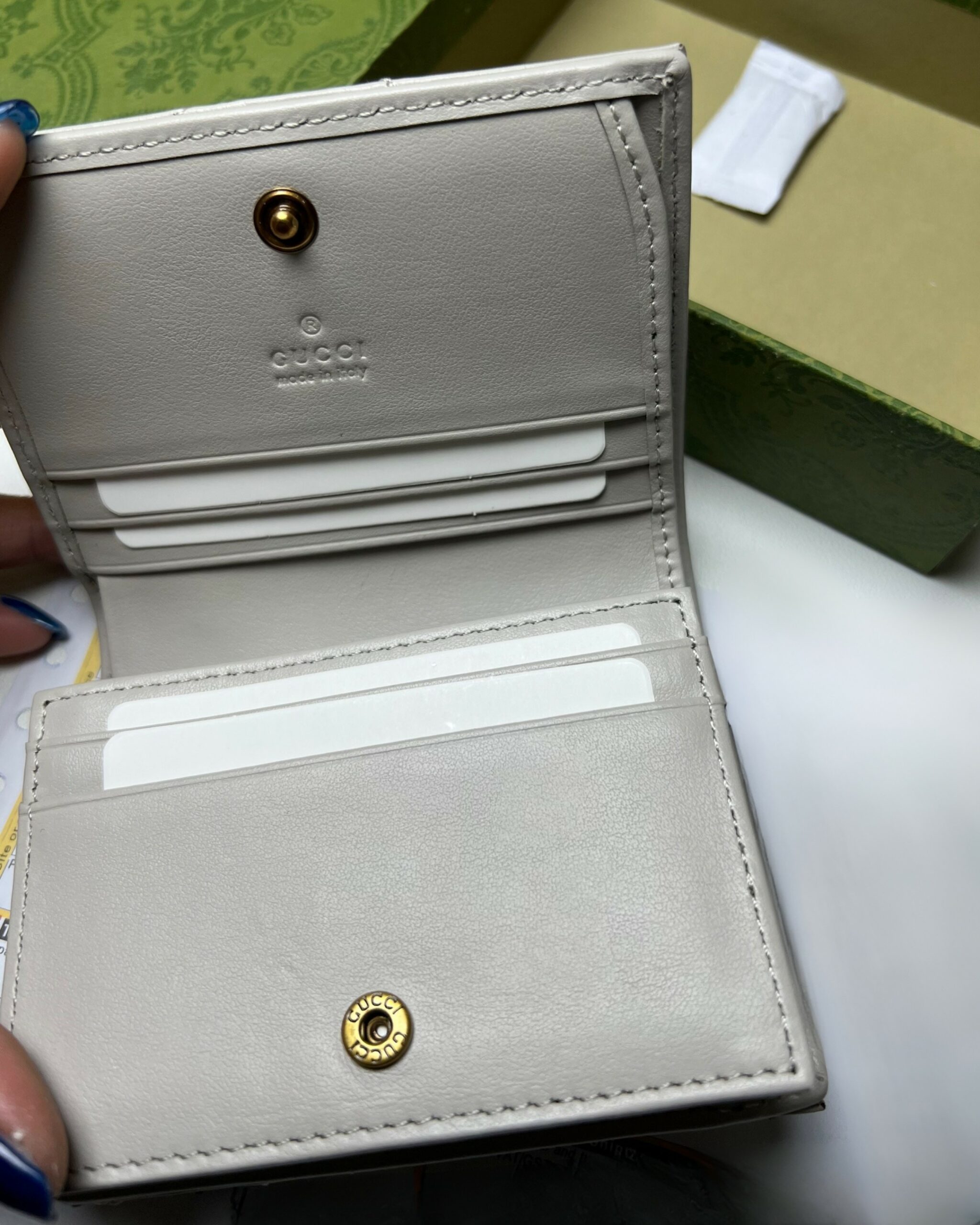 Gvc*1 GG Marmont Card Case Wallet Light Grey For 4.5in/11cm Women 466492 DTDHT 1712