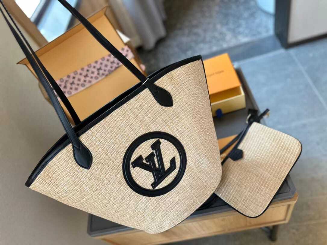 L0vis Vvtt0n Saint Jacques Raffia Beige For Women, Women’s Handbags, Shoulder And Crossbody Bags 22.4in/57cm LV