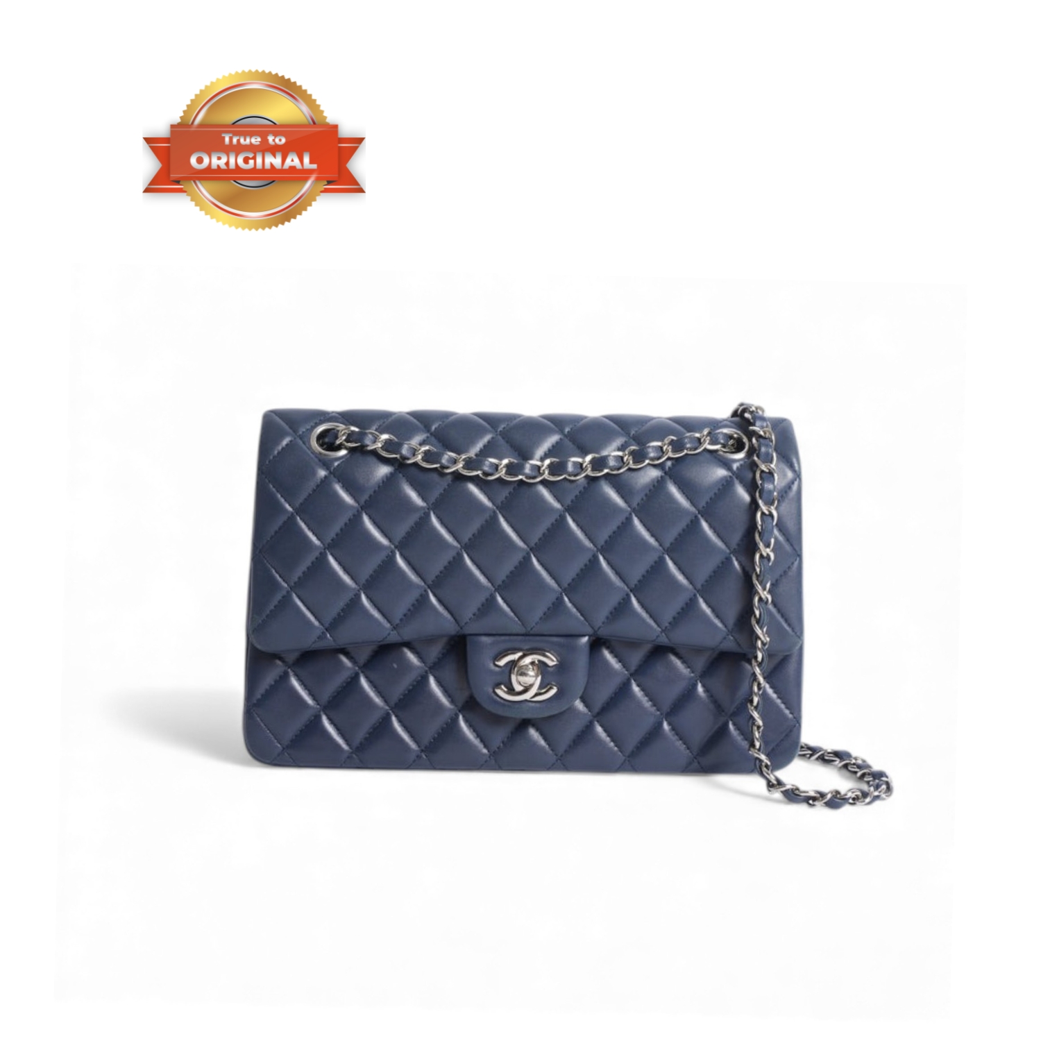 [True-to-ORIGINAL] Ch**el Classic 11.12 Handbag Navy Blue For Women 9.9in/25.5cm