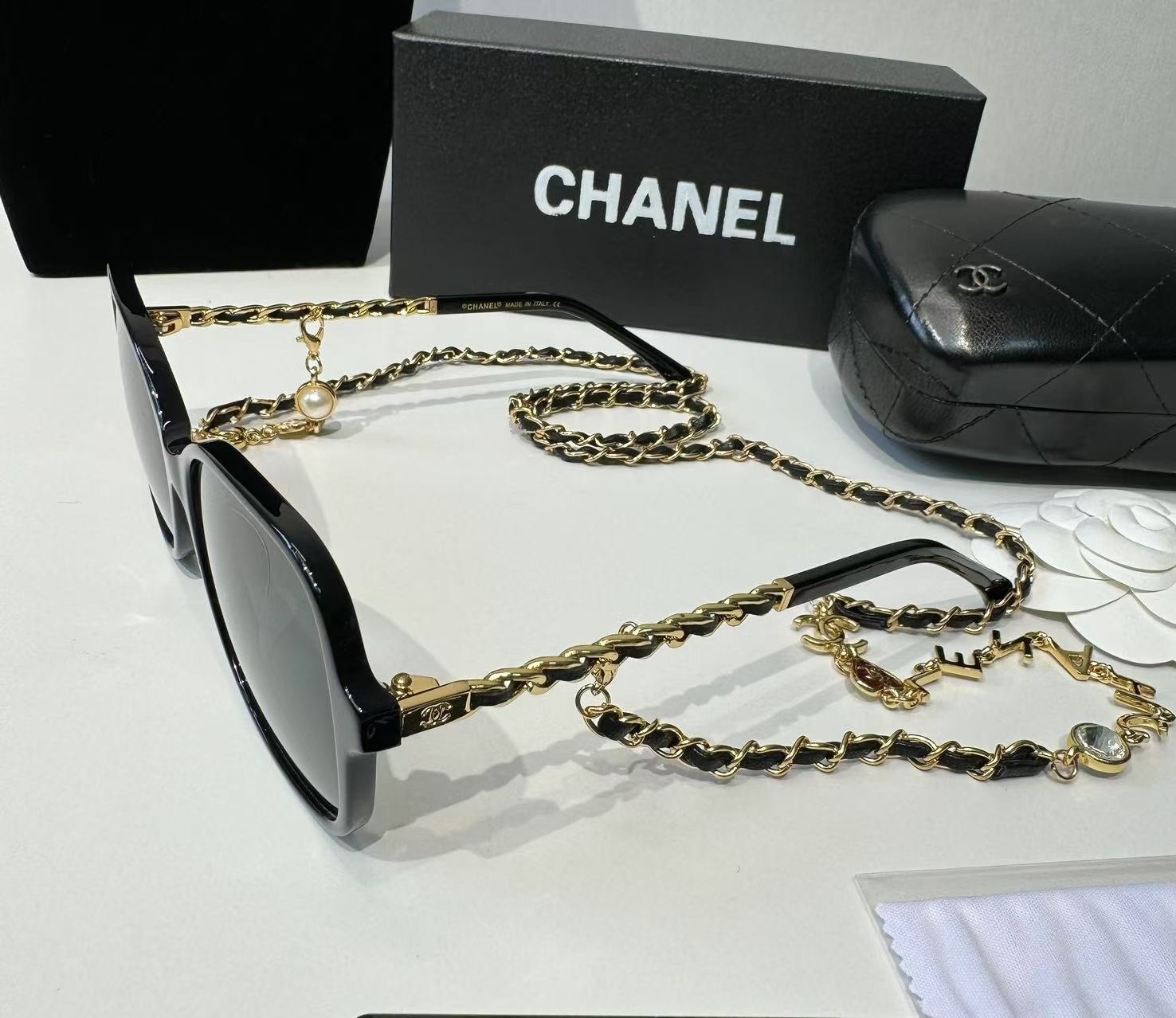 Ch**el Square Sunglasses Black For Women A40911 X06074 S2214