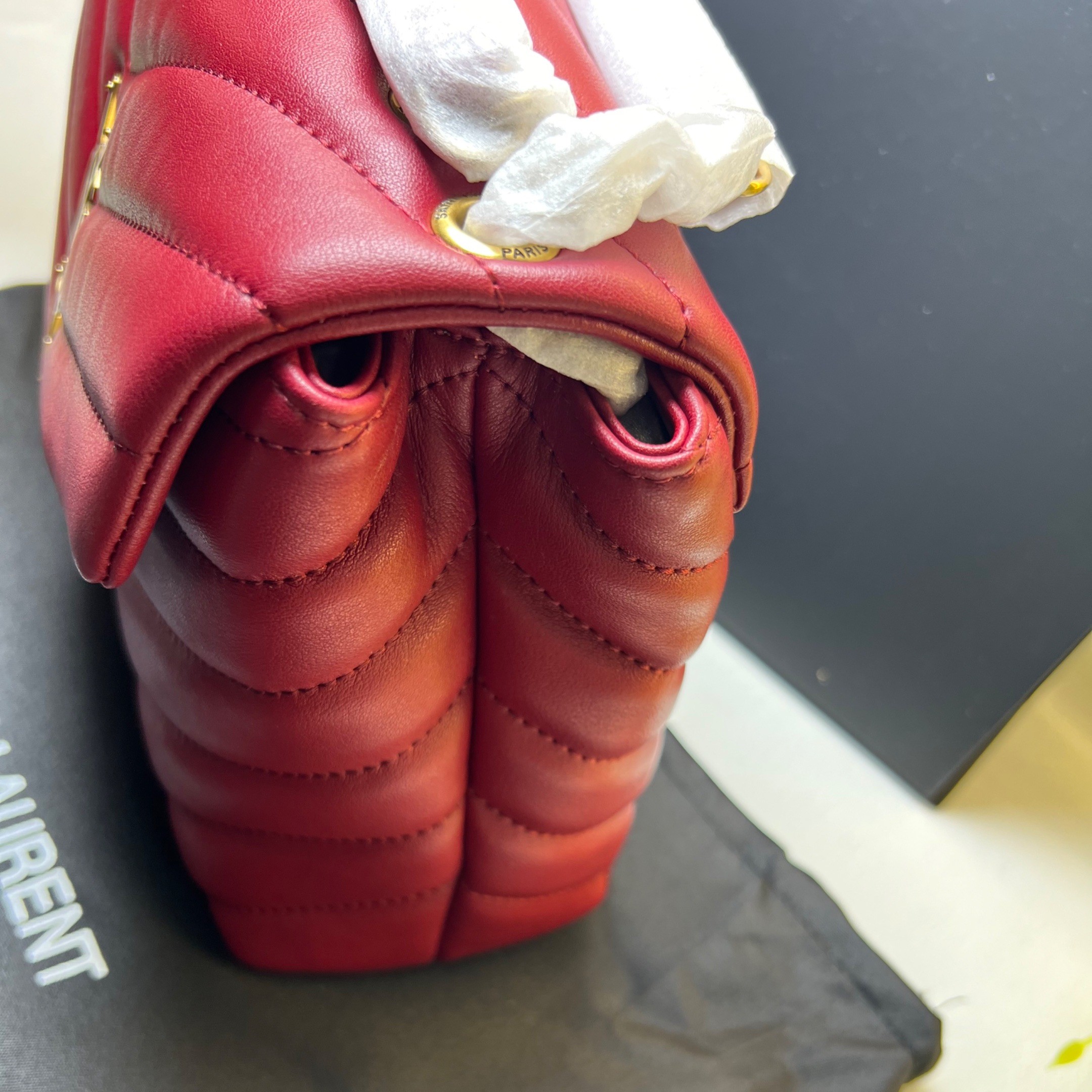 Sa1nt Lau*nt Loulou Small Chain Bag In Matelassé “Y” Burgundy For Women 9.8in/23cm Y51 494699DV7276475