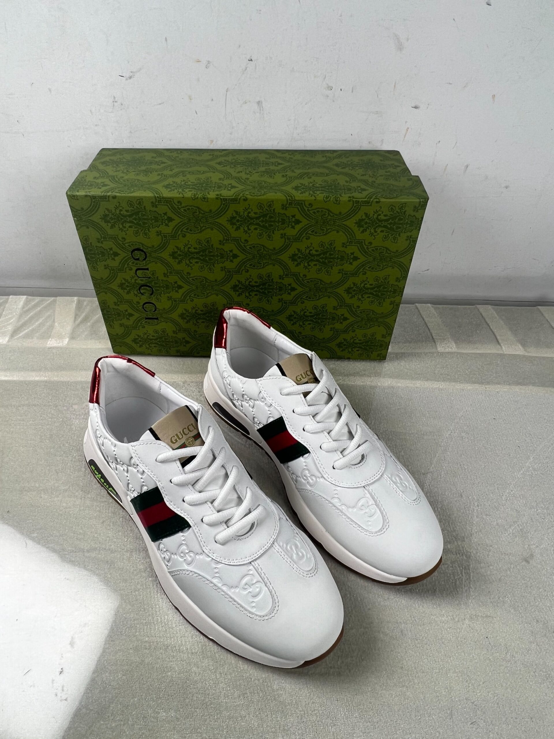 Gvc*1 Men’s GG Embossed Sneakers With Web Ketion White For Men