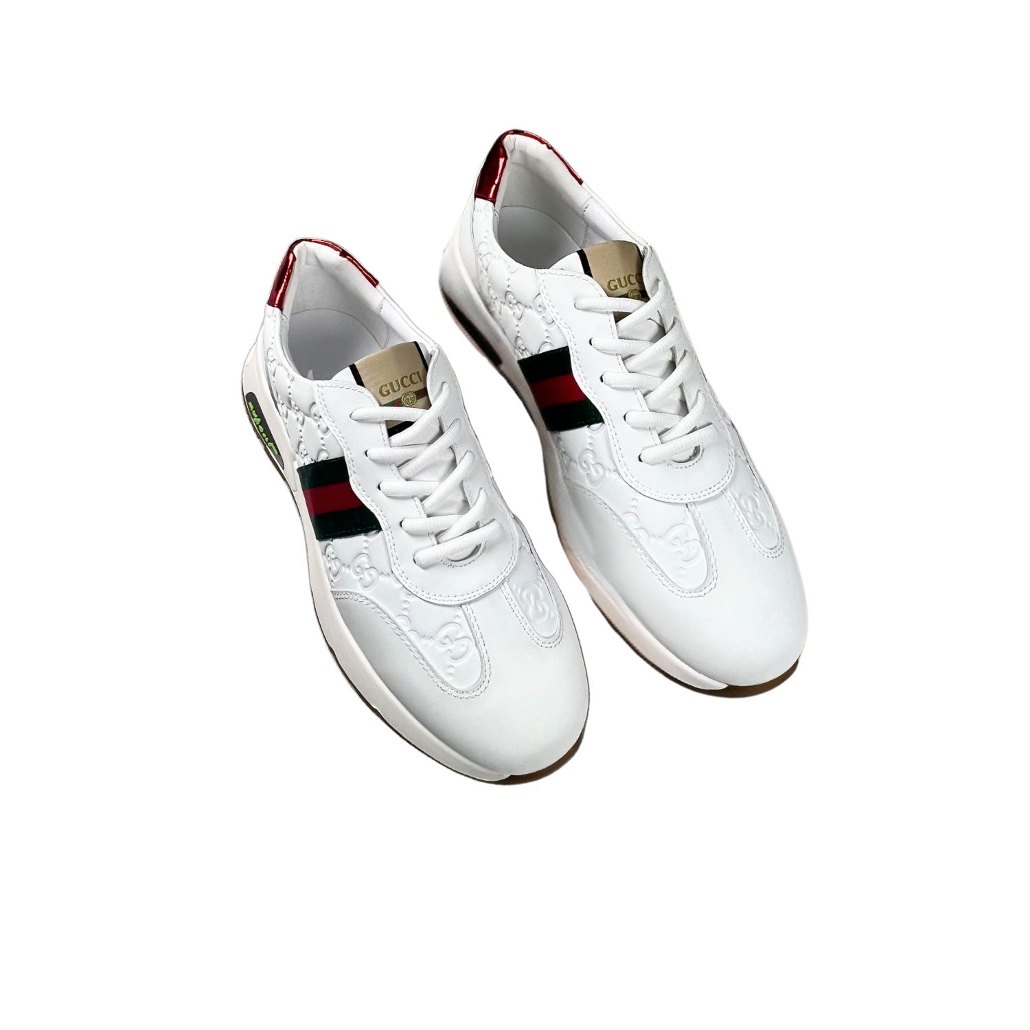 Gvc*1 Men’s GG Embossed Sneakers With Web Ketion White For Men