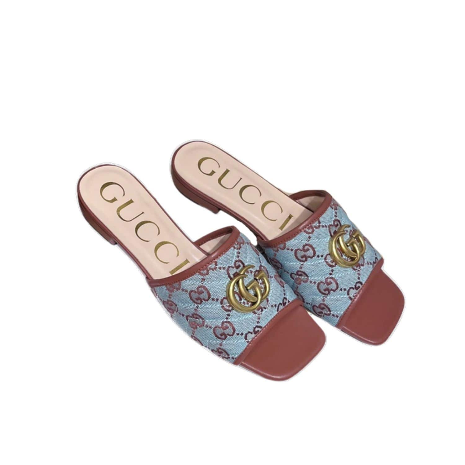 Gvc*1 Women’s GG Raffia Effect Slide Brown For Women GG