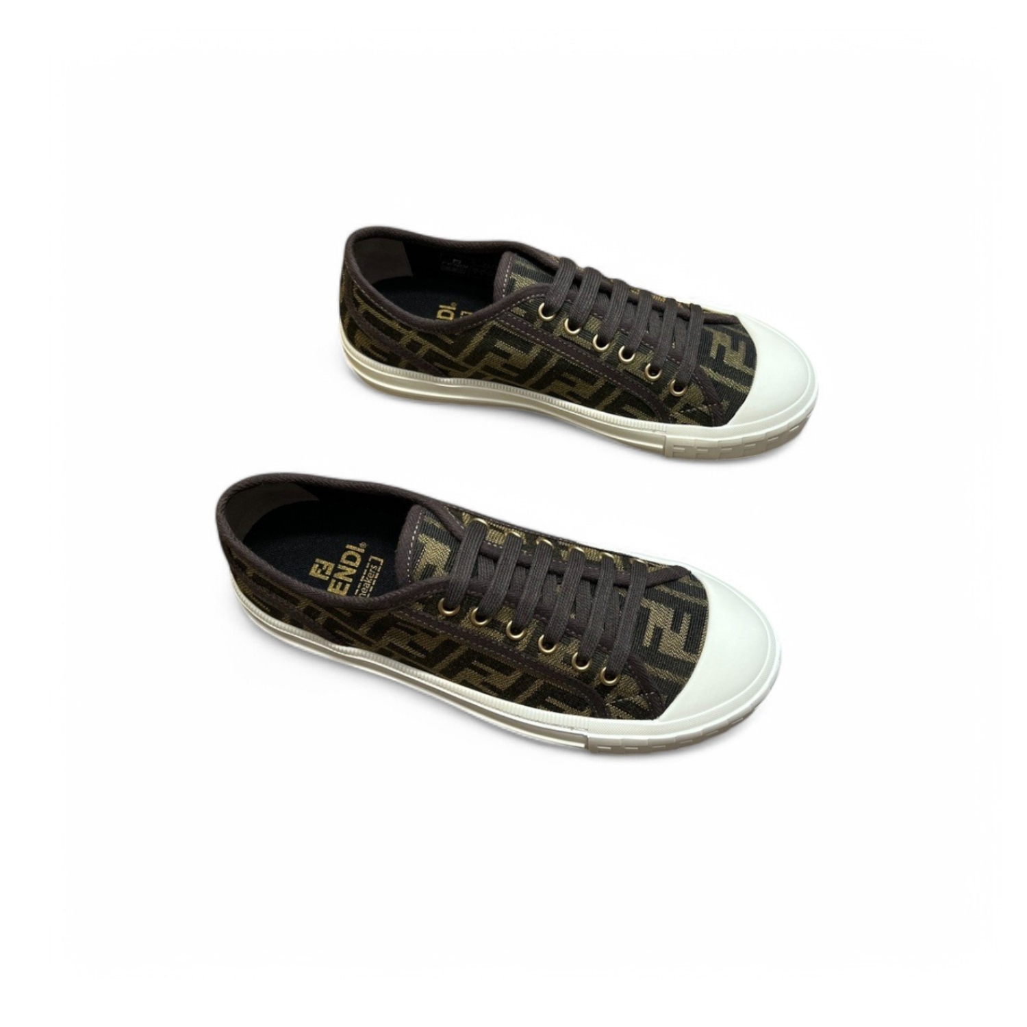 F**di FD Domino Fabric Low-Tops Sneakers Brown For Men 7E1553AJZXF0R7V