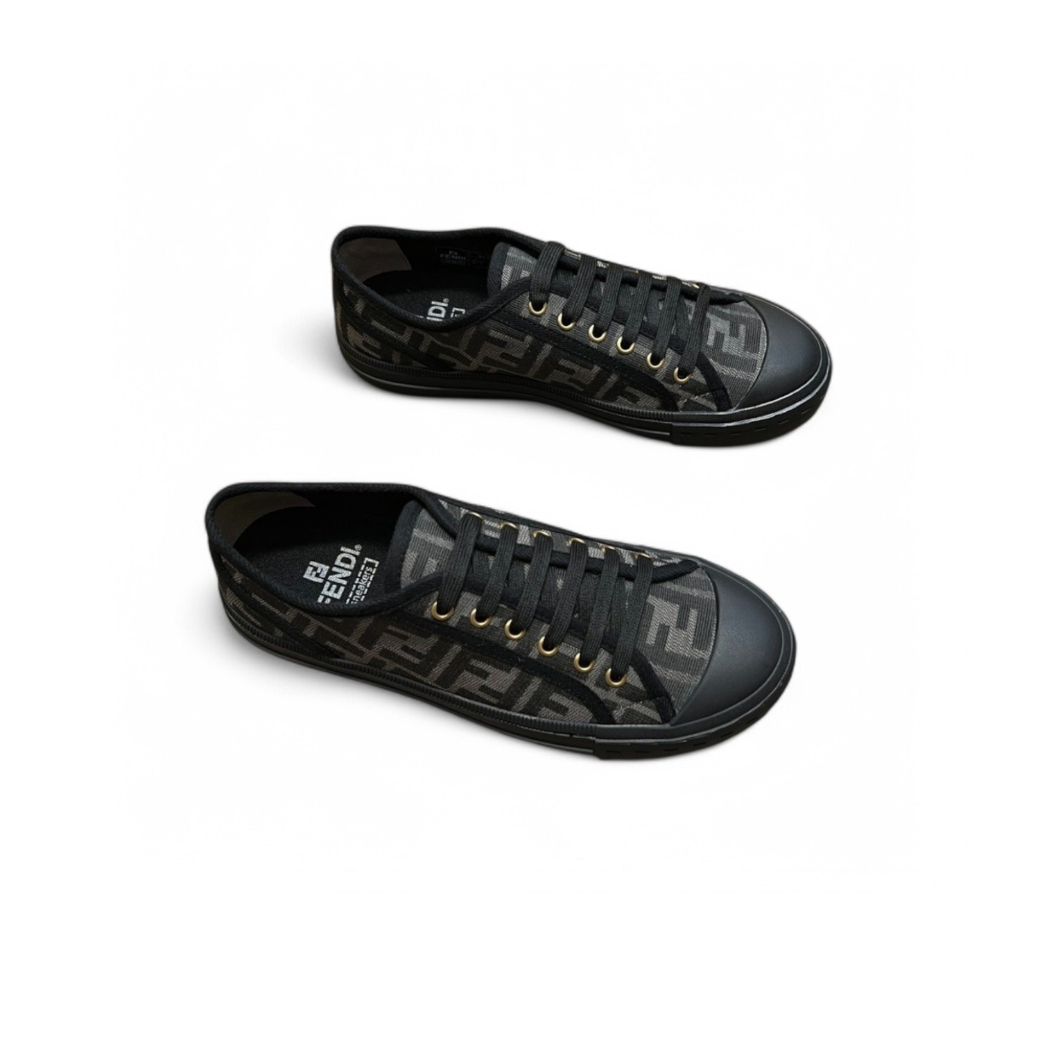 F**di FD Domino Fabric Low-Tops Sneakers Black For Men 7E1553AJZXF13I8