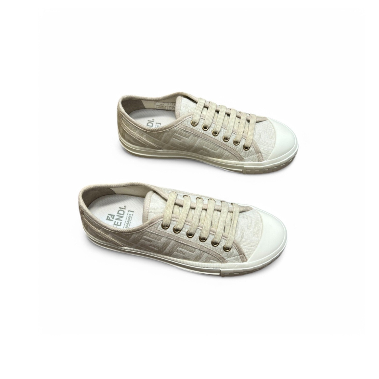 F**di FD Domino Fabric Low-Tops Sneakers White For Men 7E1553AK1PF1GQF