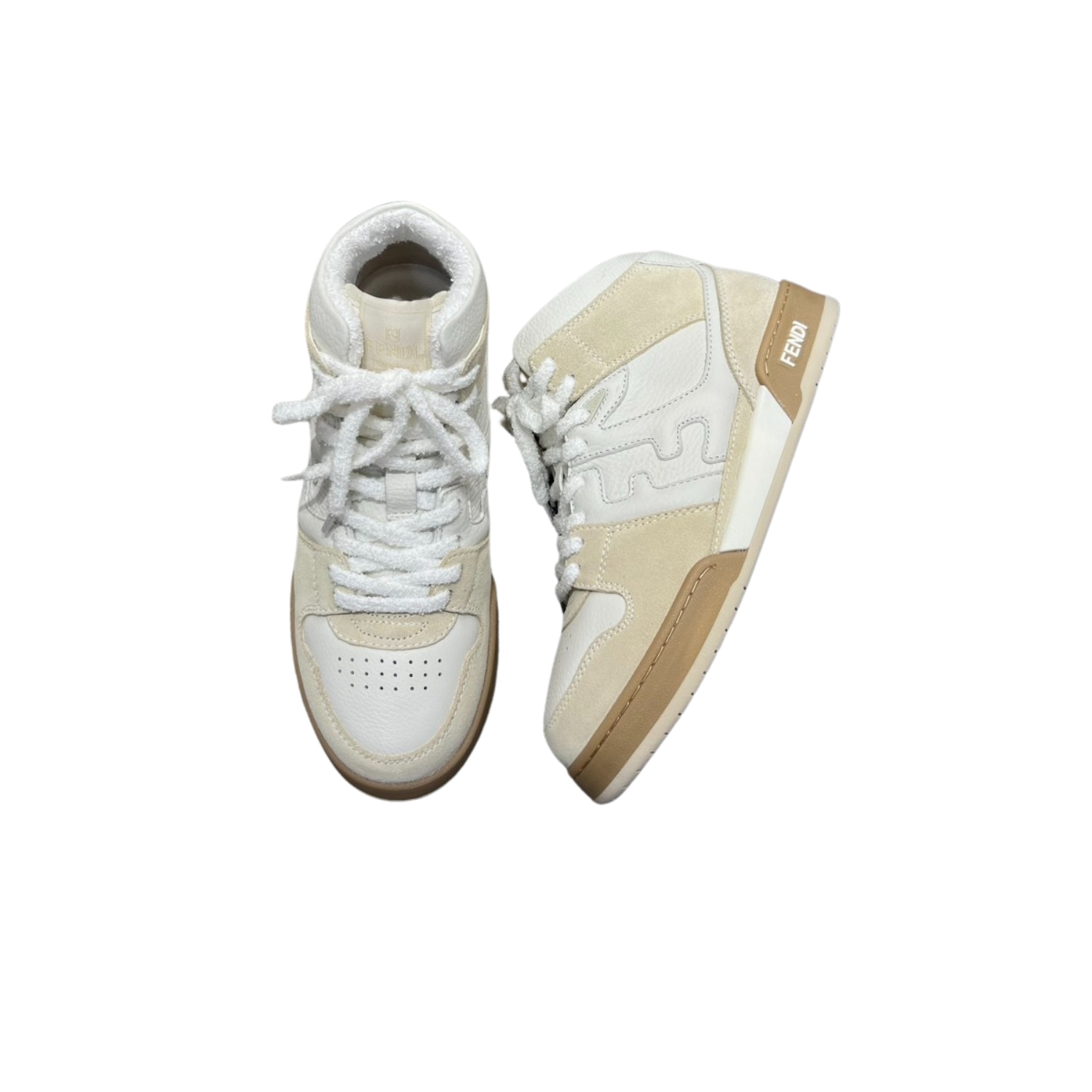 F**di FD F**di Match Lace-Up High-Tops Sneakers White For Men 8E8358AHH2F1FHS