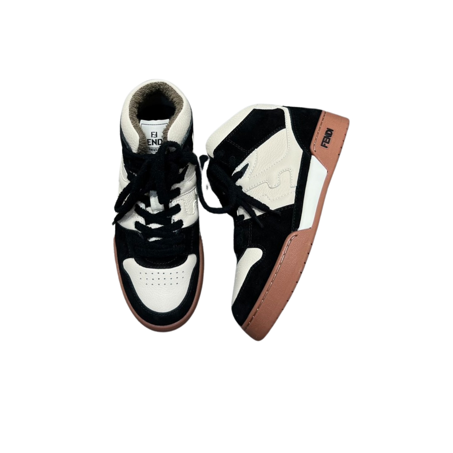 F**di FD F**di Match Lace-Up Hight-Tops Sneakers Black For Men 8E8358AHH2F1FZB