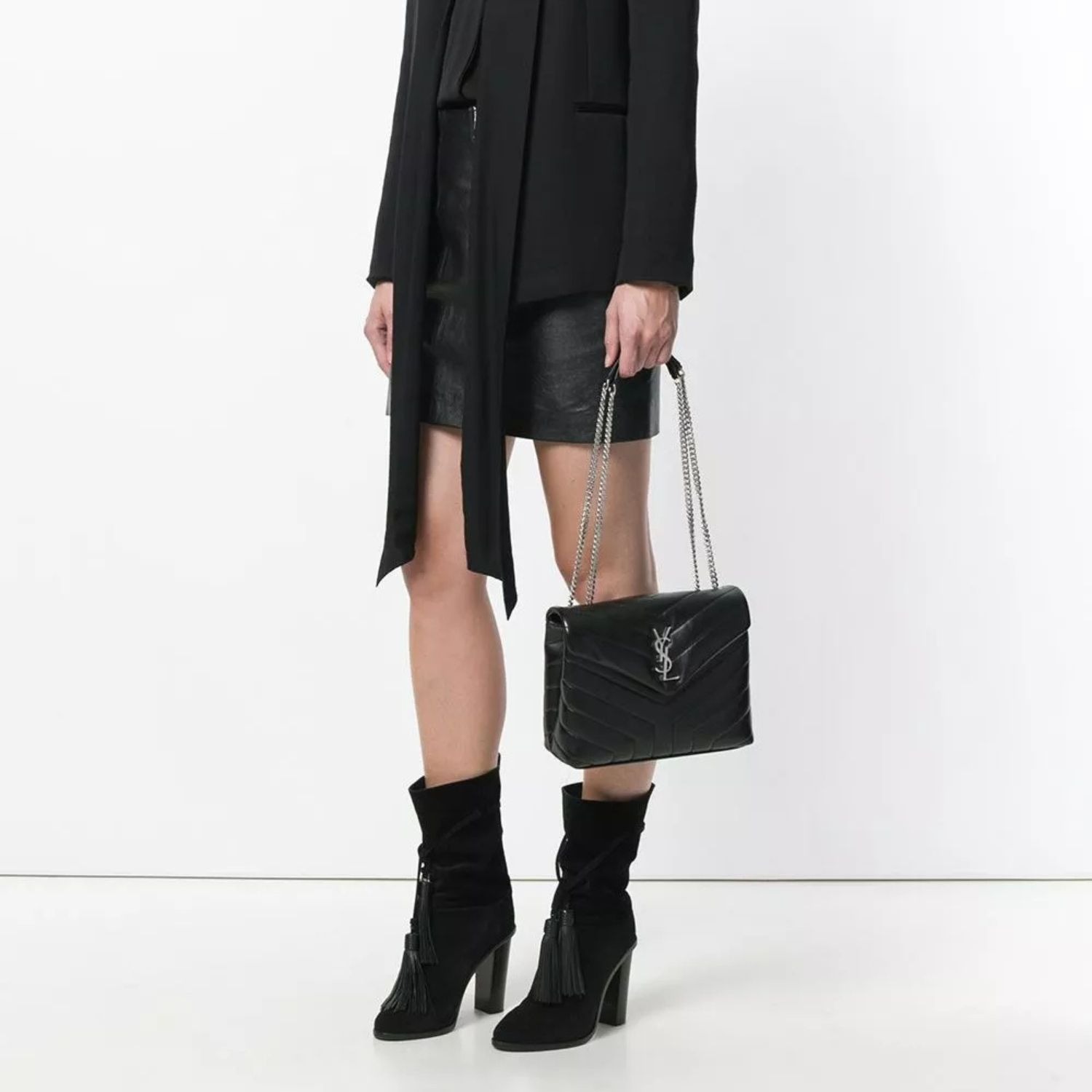 Sa1nt Lau*nt Loulou Small Chain Bag In Matelassé “Y” Black For Women 9.8in/23cm Y51 494699DV7261000