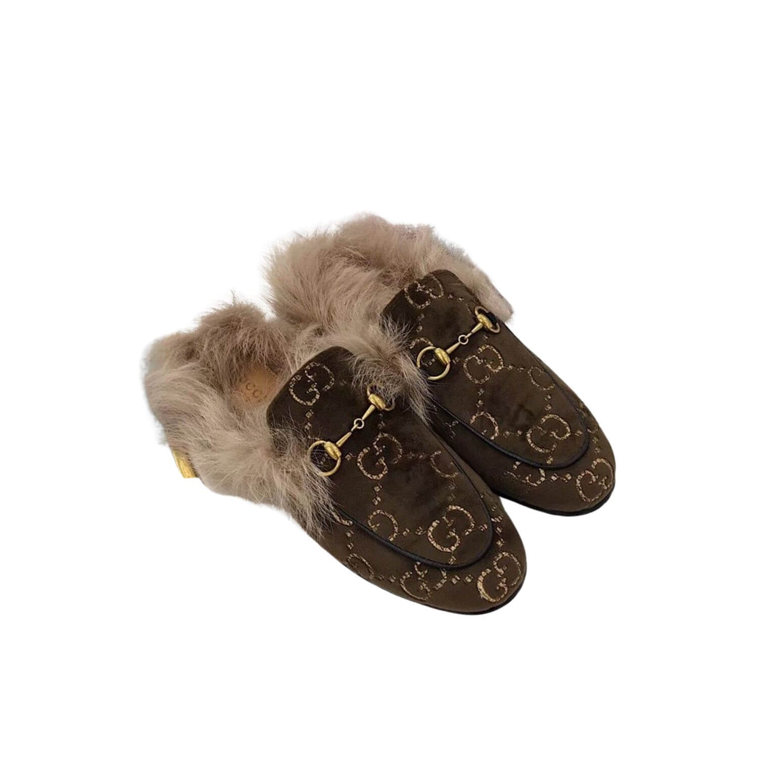 Gvc*1 Princetown Velvet Fur Slipper Mules 448657 Calfskin Leather Pre-Fall/Winter Collection, Brown