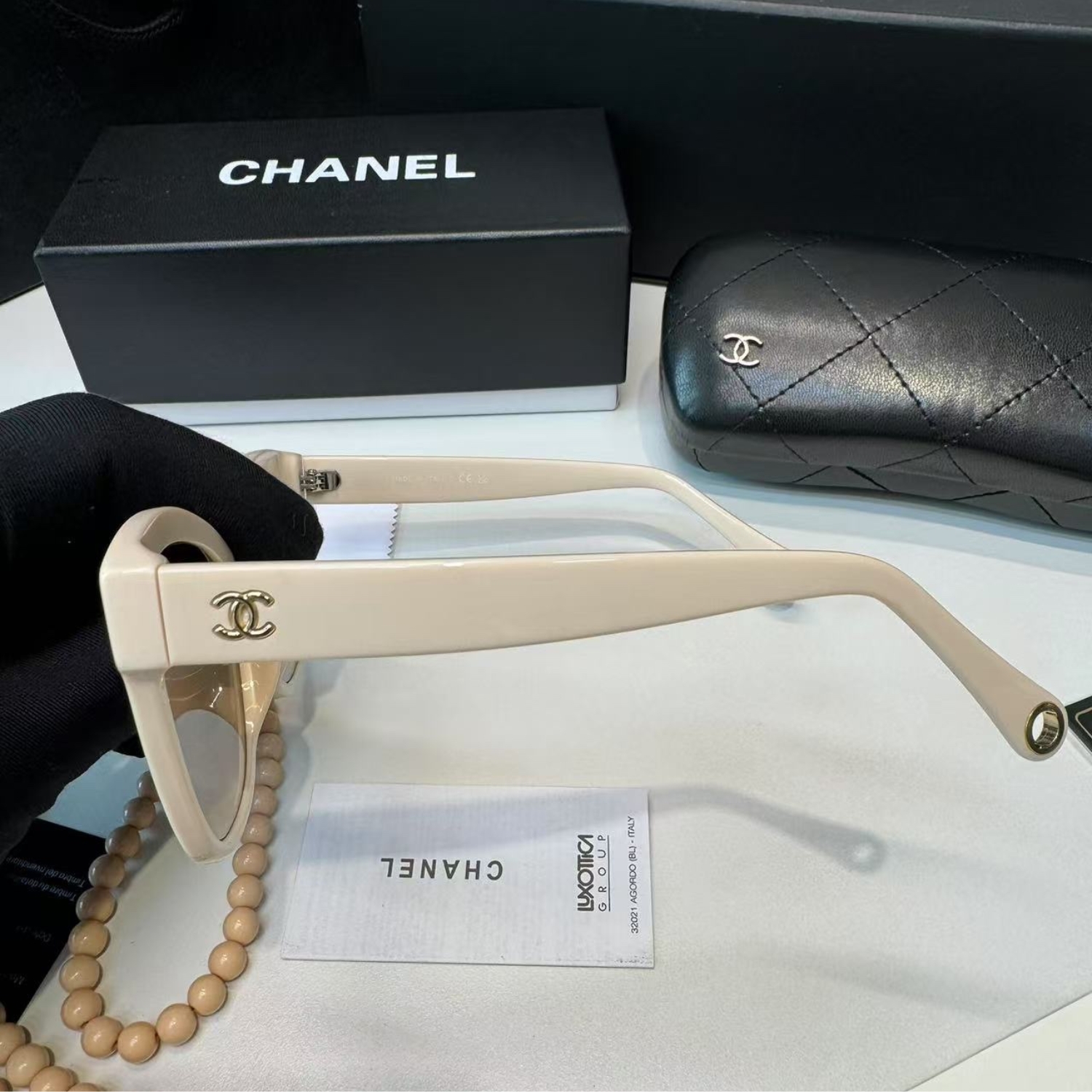 Ch**el Square Sunglasses Beige And Gold For Women A71510 X08101 S9713