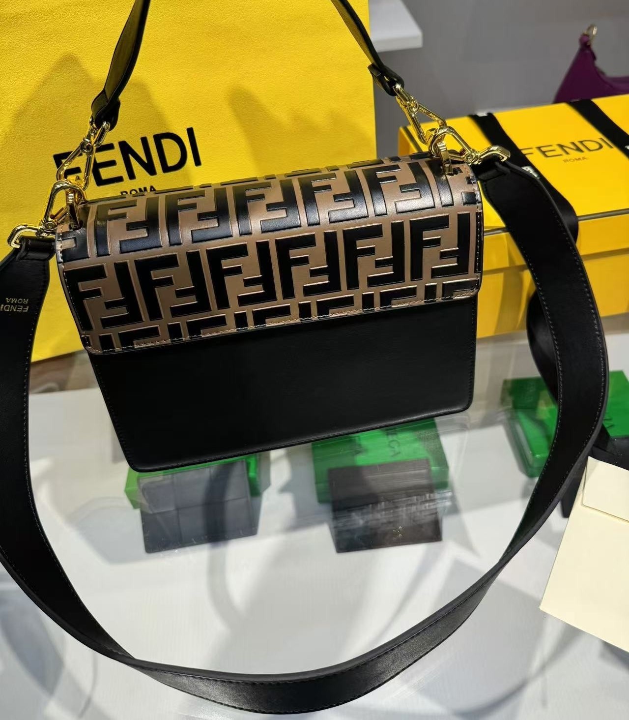 F**di Shoulder Bag Kan U Brown For Women 9.8in/25cm