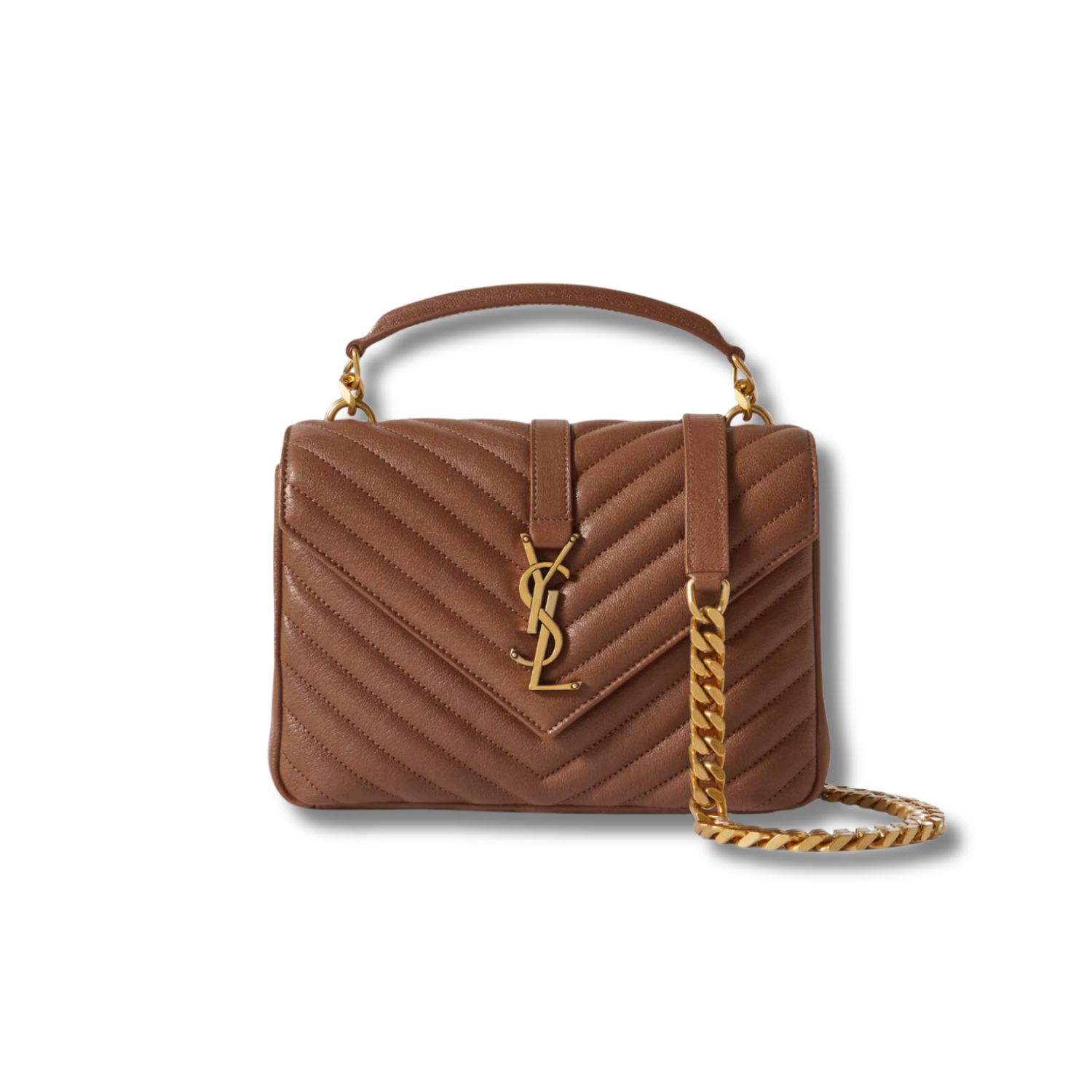 Sa1nt Lau*nt College Medium Chain Bag Brown For Women‎ 9.4in/24cm 6002791U8077715