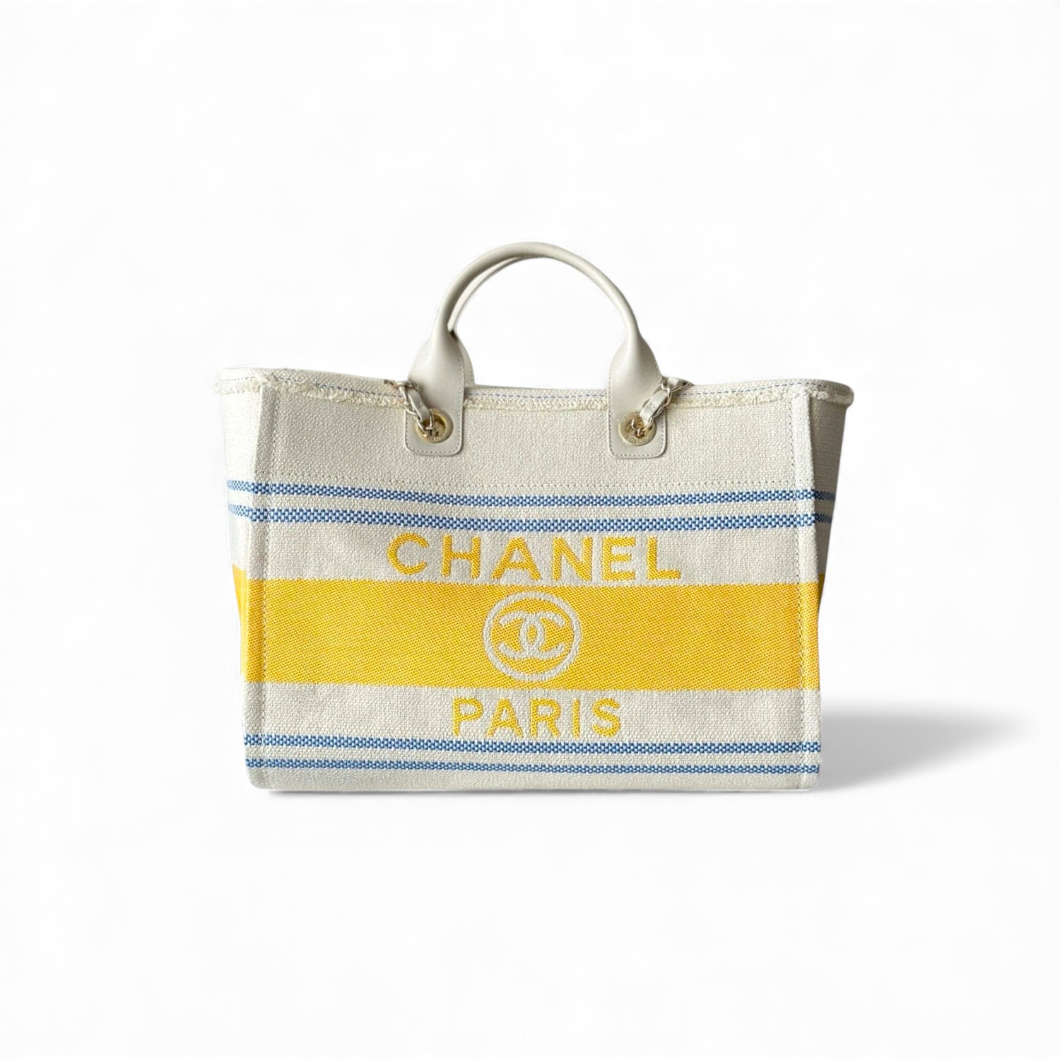 Ch**el Large Deauville Tote Bag Sand For Women 35cm/14in