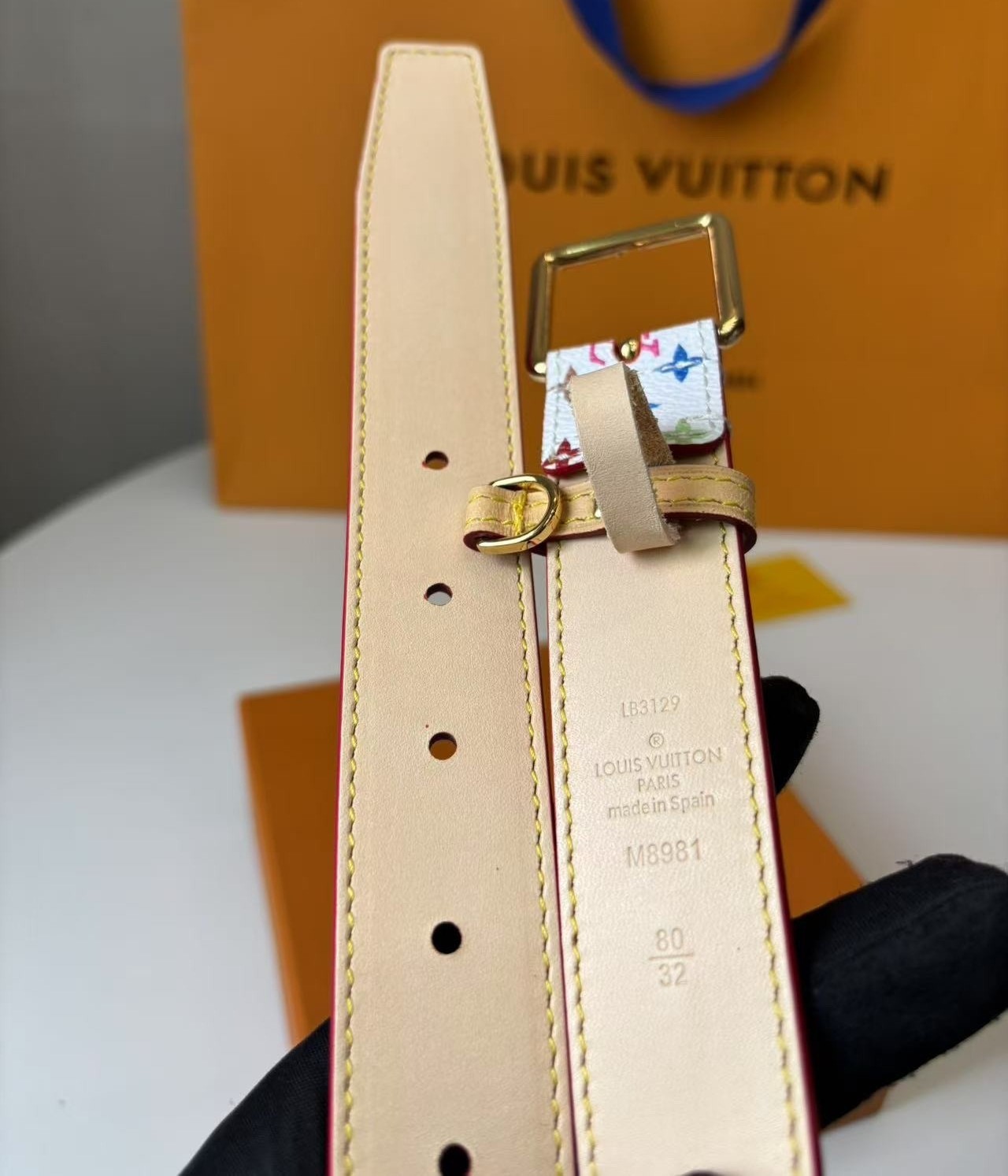 L0vis Vvtt0n LV x TM LV D-Ring 30mm Belt Blanc – M8981U