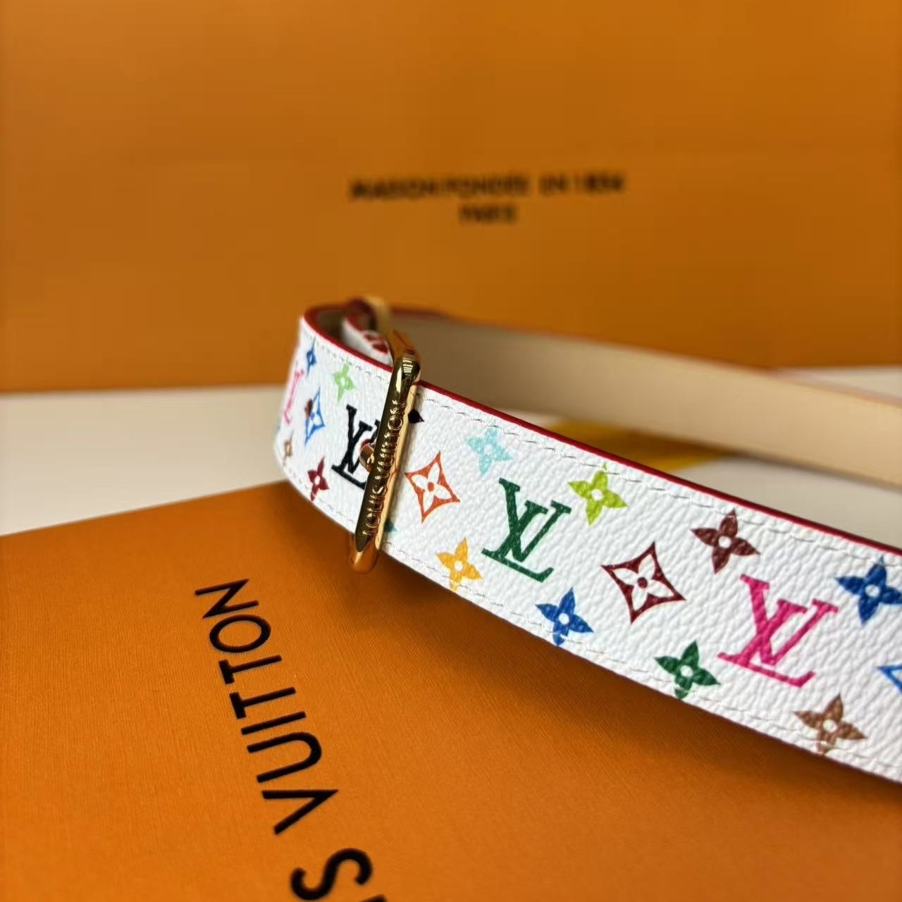 L0vis Vvtt0n LV x TM LV D-Ring 30mm Belt Blanc – M8981U