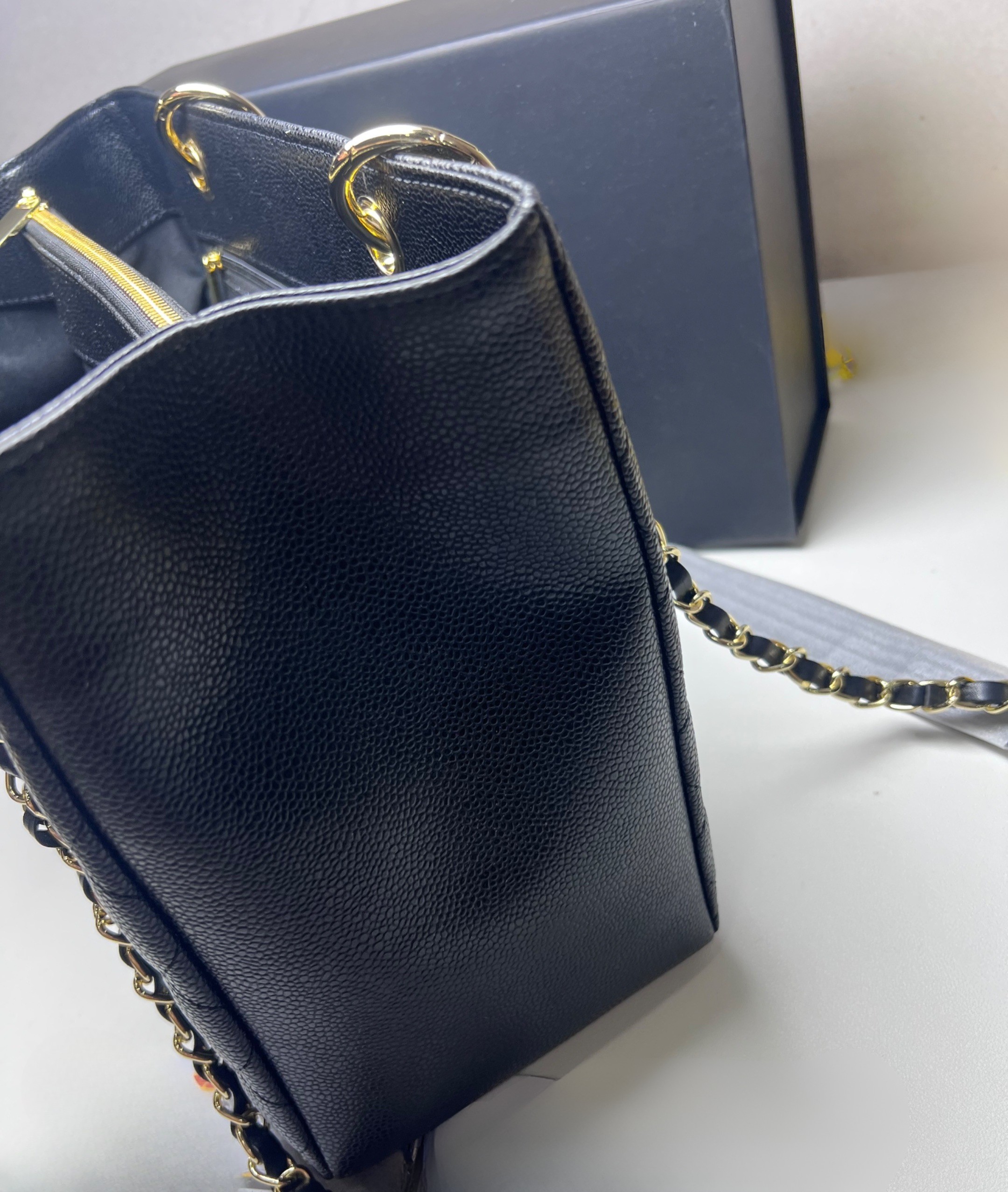 Ch**el Classic Tote Bag Gold Toned Hardware Black For Women 13.3in/34cm