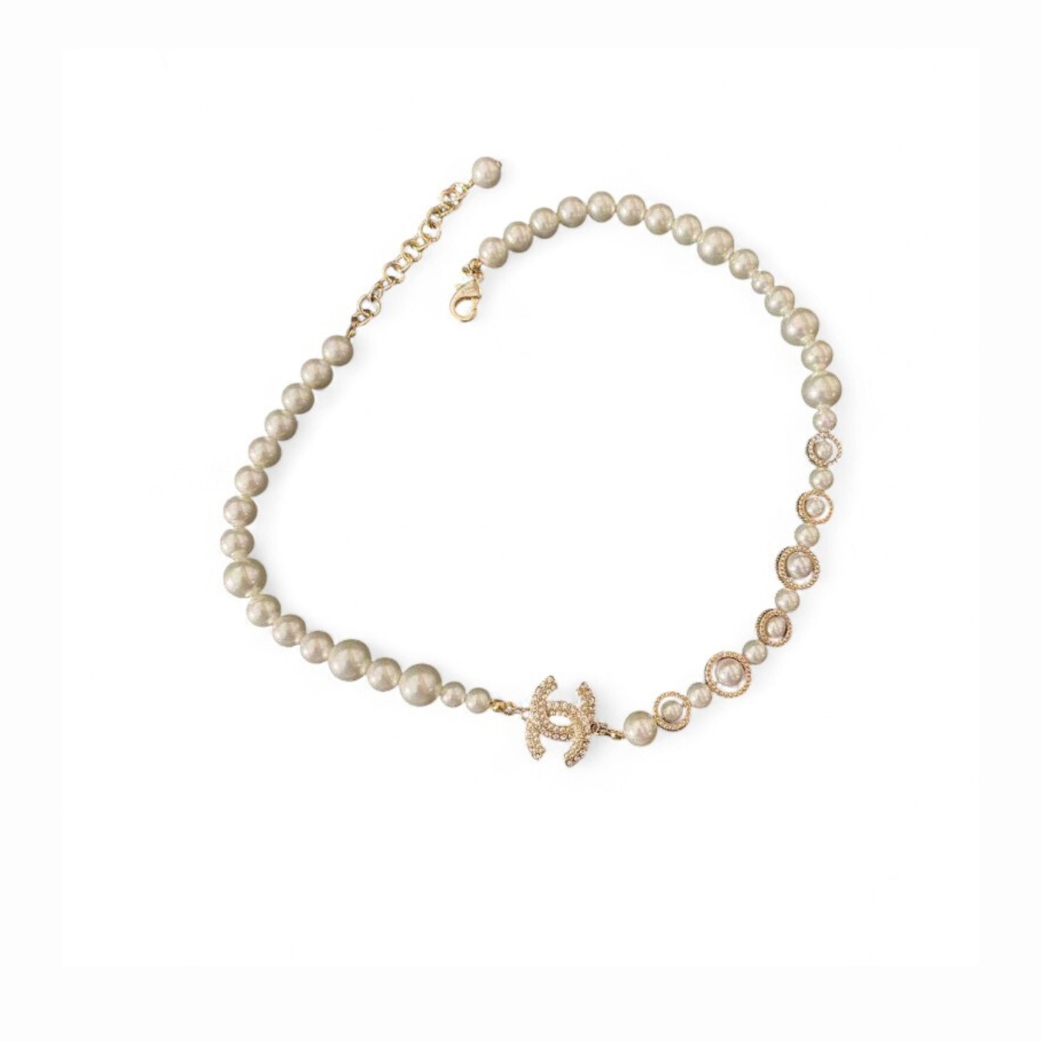 Ch**el Pearl Bow Necklace White For Women