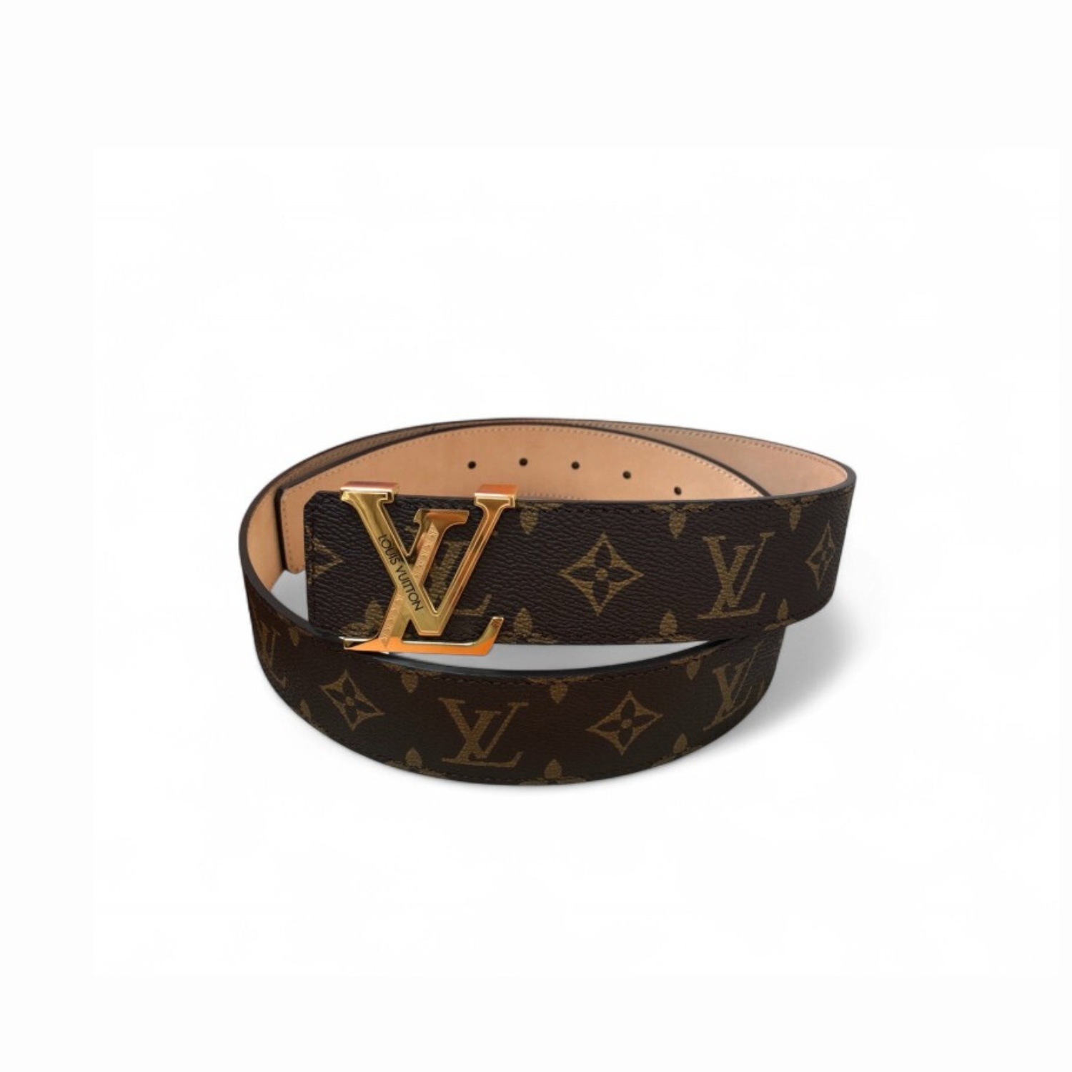 L0vis Vvtt0n Initiales LV Belt Monogram Canvas Gold Toned Hardware