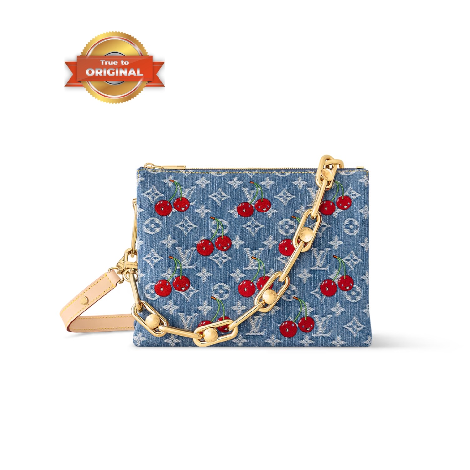 [True-to-ORIGINAL] L0vis Vvtt0n LV x TM Coussin PM Cherry Denim For Women 10.2in/26cm M14978
