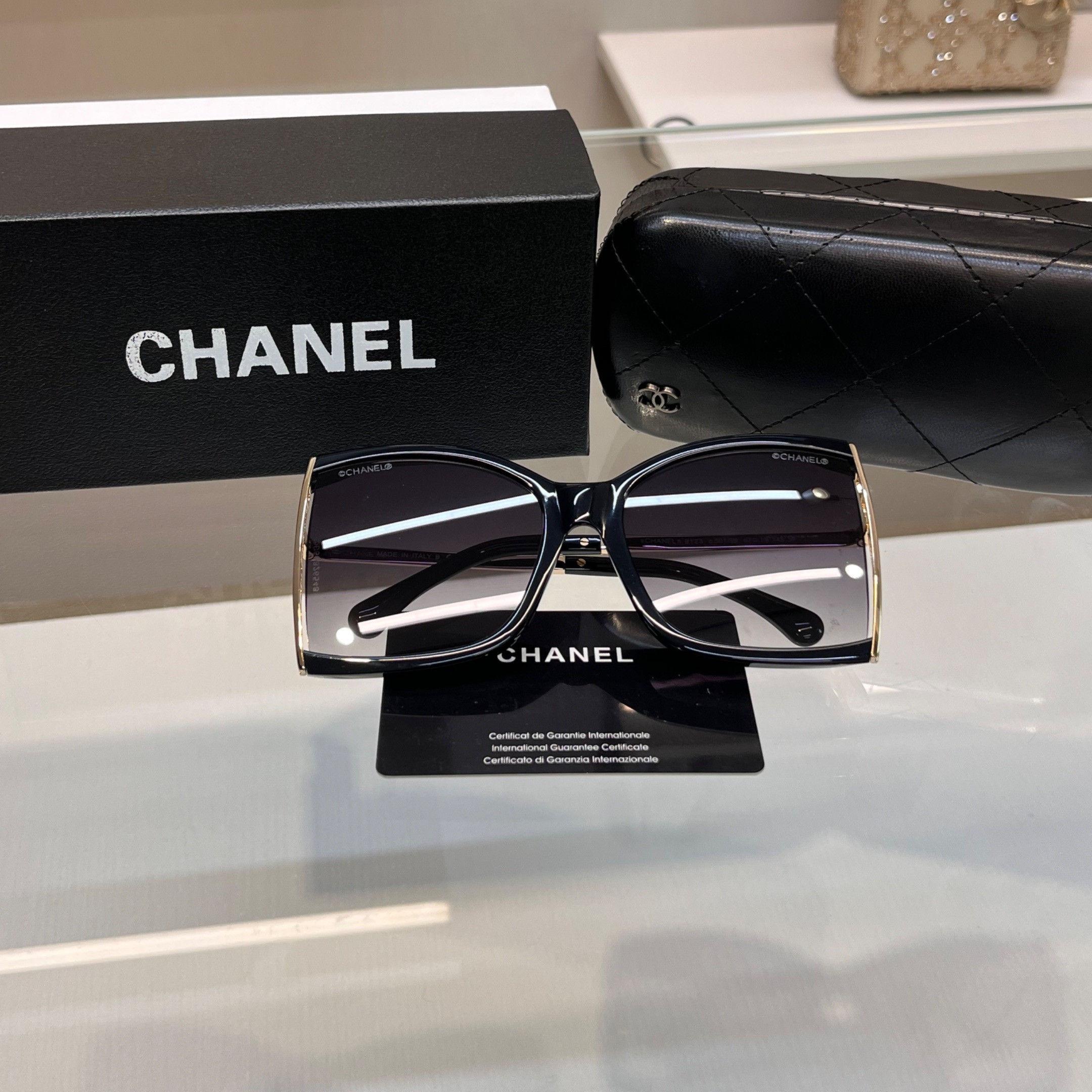 Ch**el Square Sunglasses Black For Women A71545 X06081 S2216