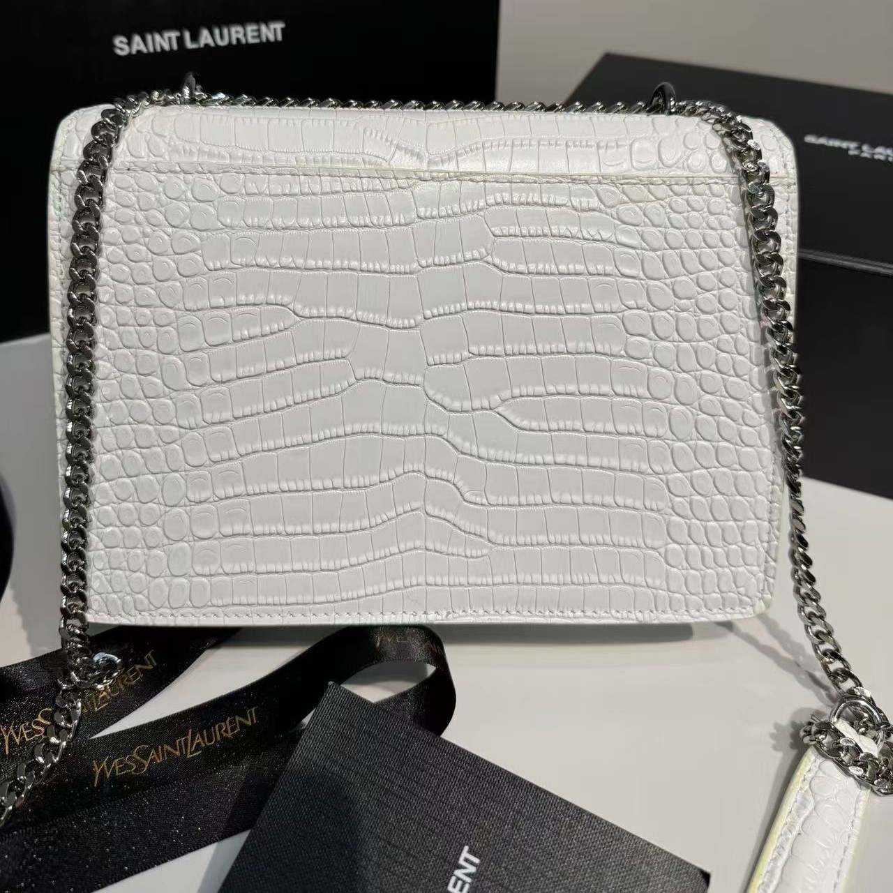 Sa1nt Lau*nt Sunset Medium Chain Bag For Women 8.6in/22cm White Y51 442906DND0N9207