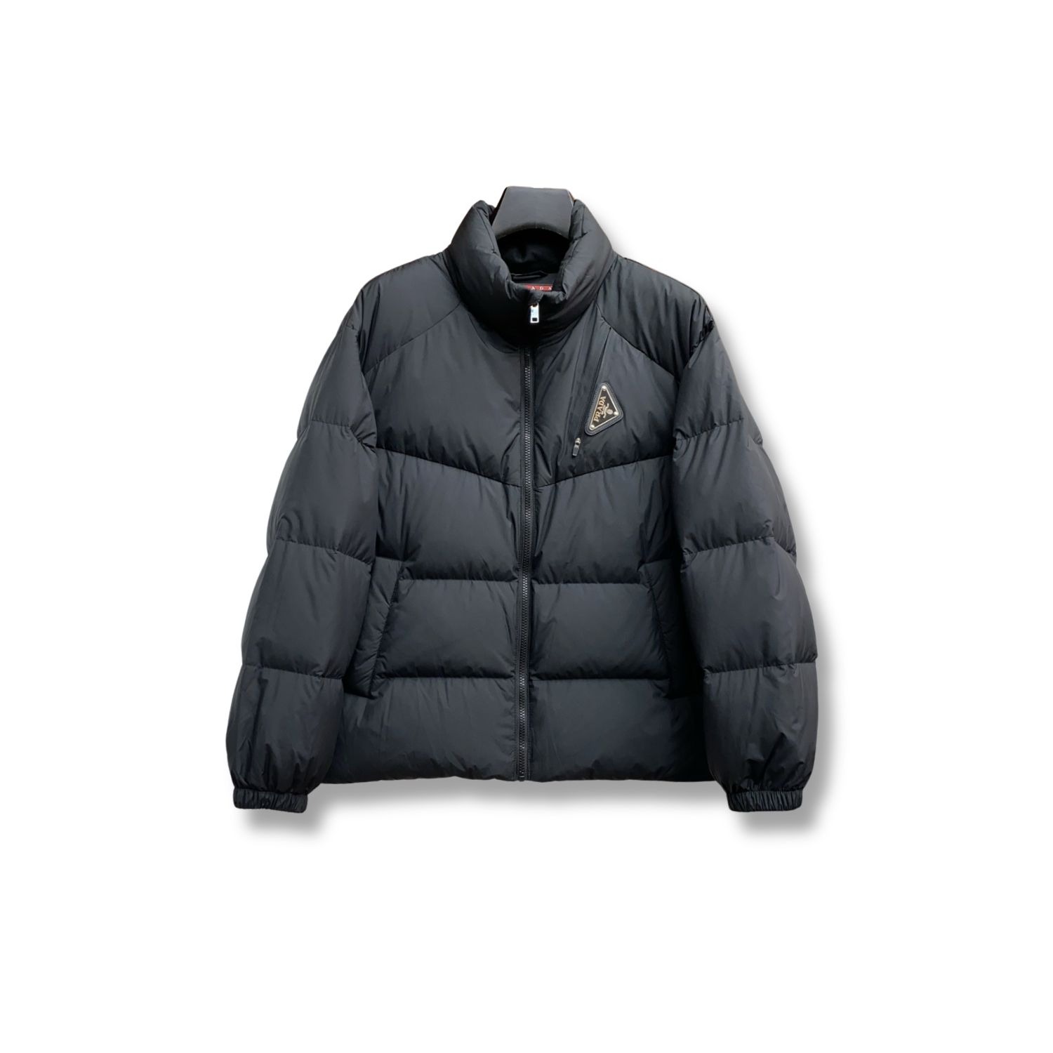Pra*a Iconic Triangle Logo Padded Jacket Black For Men