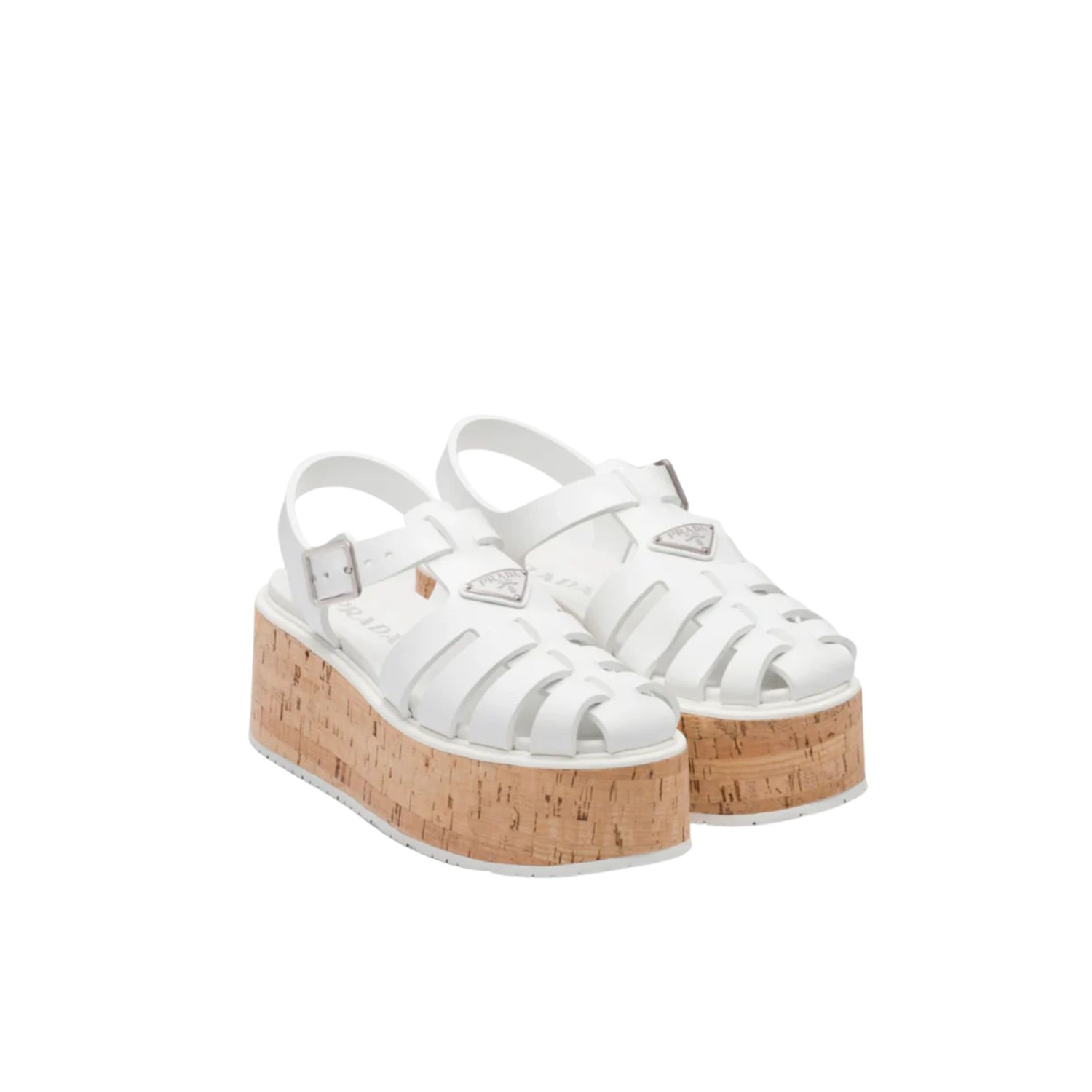 Pra*a Wedge Platform Sandals White For Women 2.9 in/ 7.5cm 1X853M_3LLP_F0009_F_B075