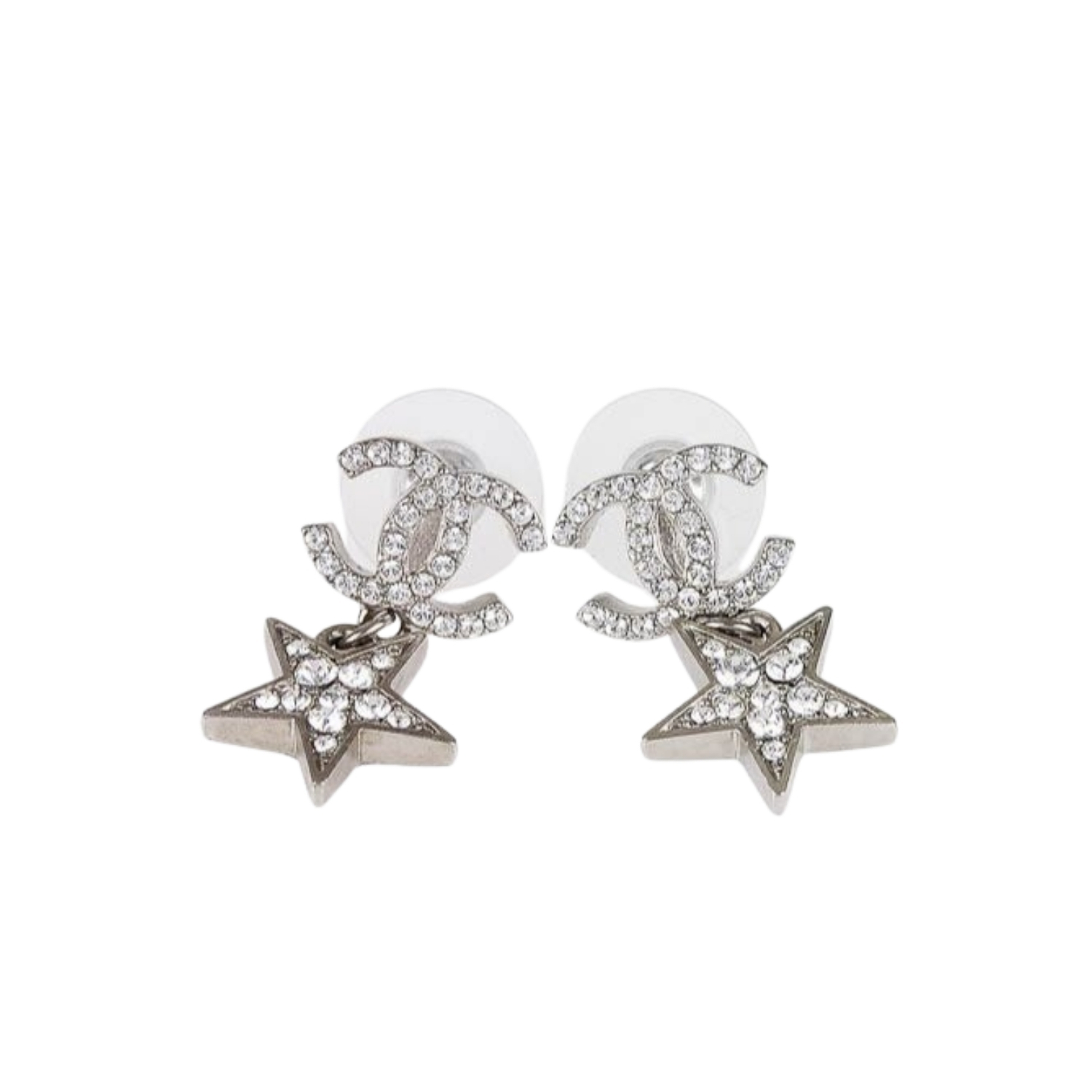 Ch**el CC Star Earrings Silver For Women