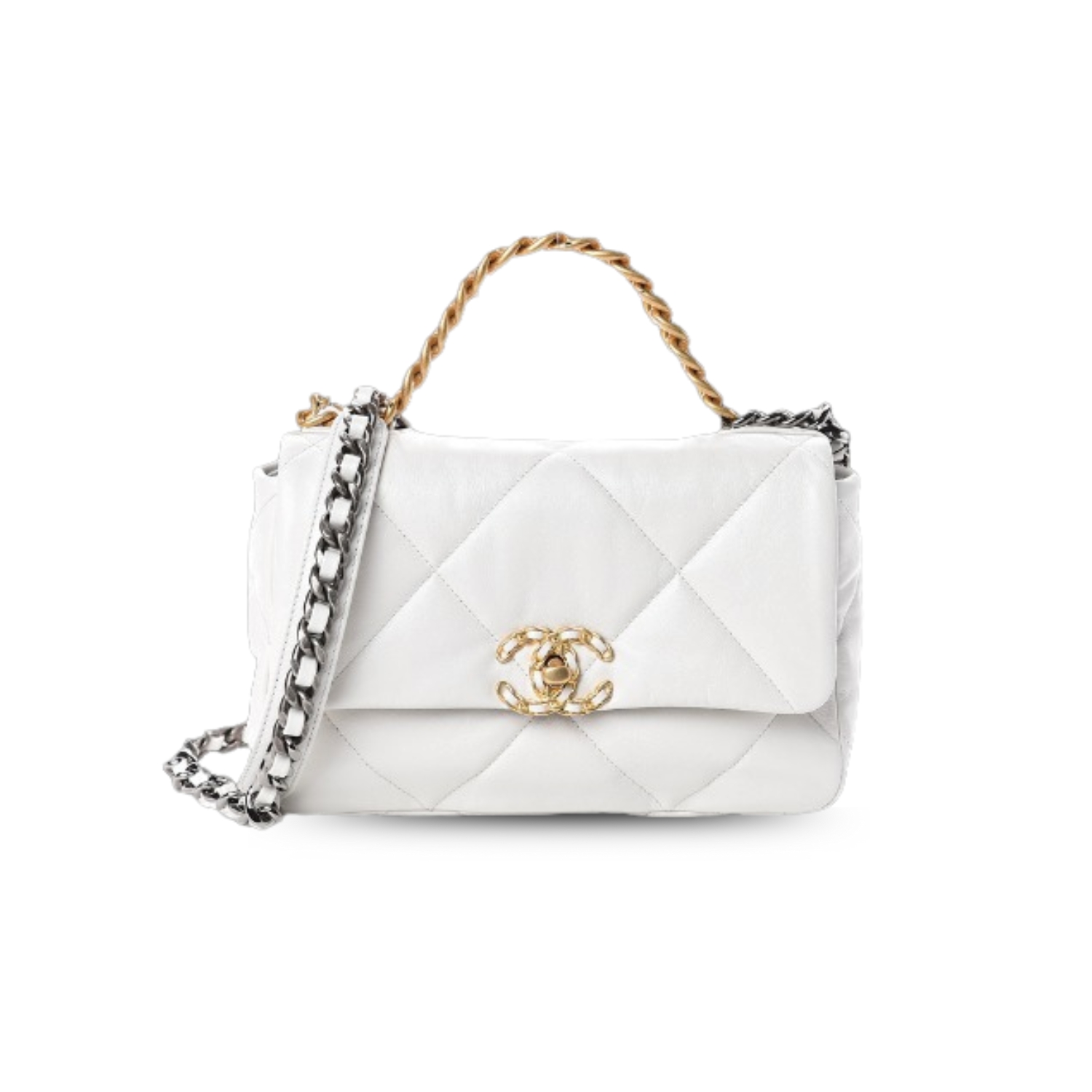 Ch**el 19 HandBag White For Women 10.1in/26cm AS1160