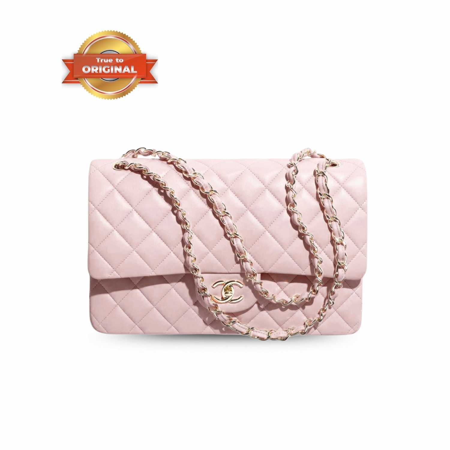 [True-to-ORIGINAL] Ch**el Large Classic Handbag Light Pink For Women 30cm/11.7in A58600 Y04059 NW780