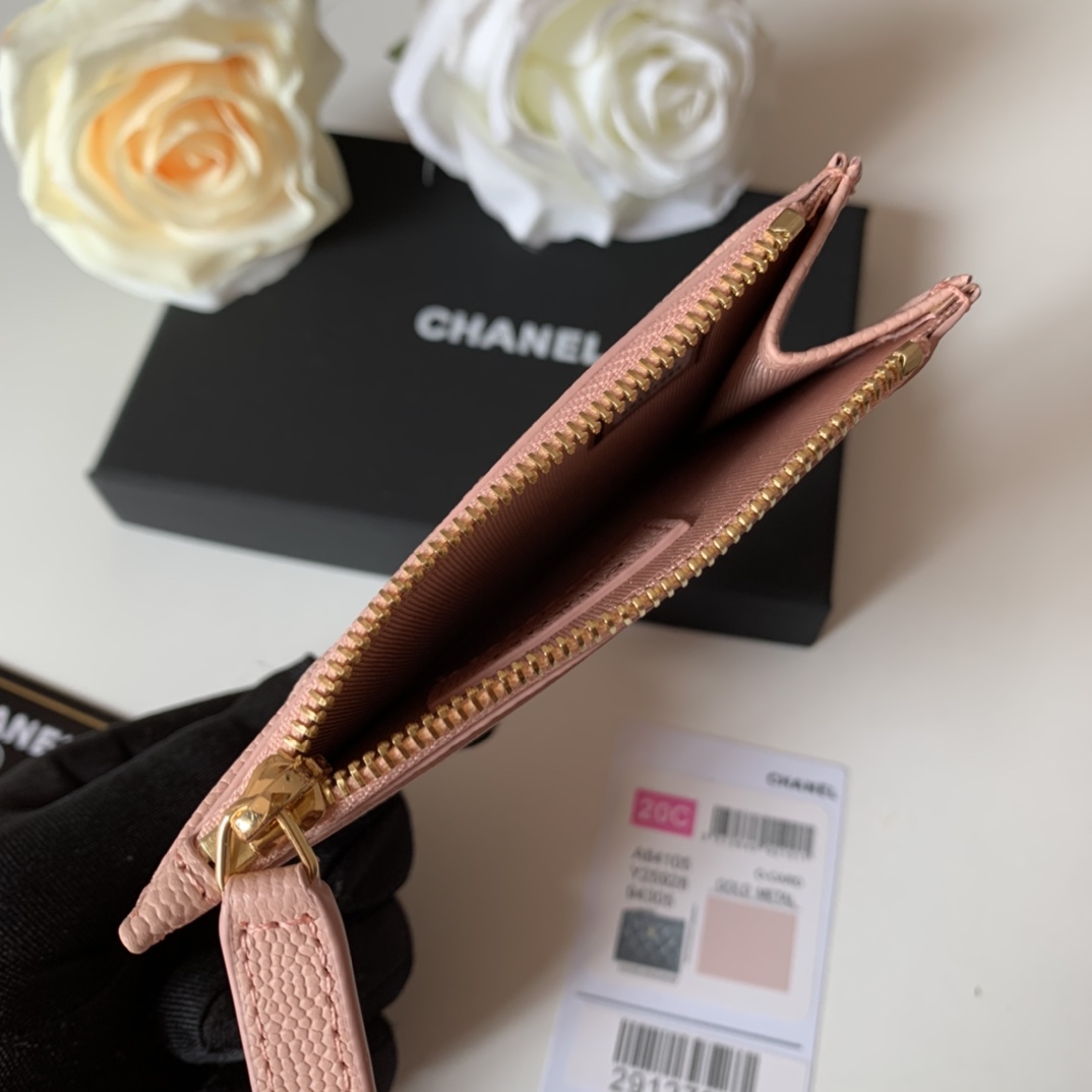 Ch**el Flat Card Holder Pink Bag For Women 11.5cm/4.5in