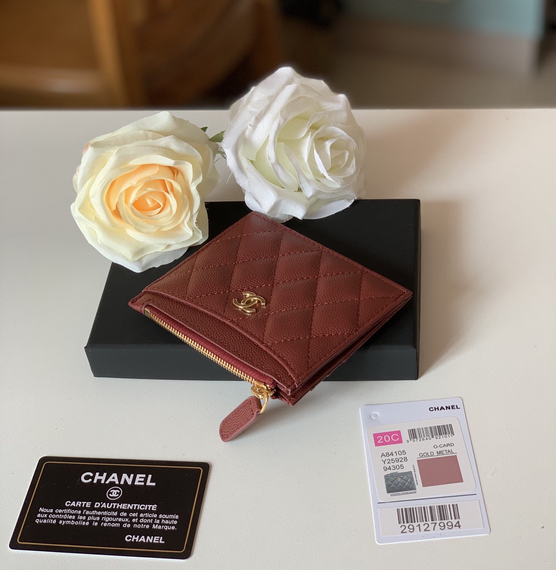 Ch**el Flat Card Holder Red Bag For Women 11.5cm/4.5in