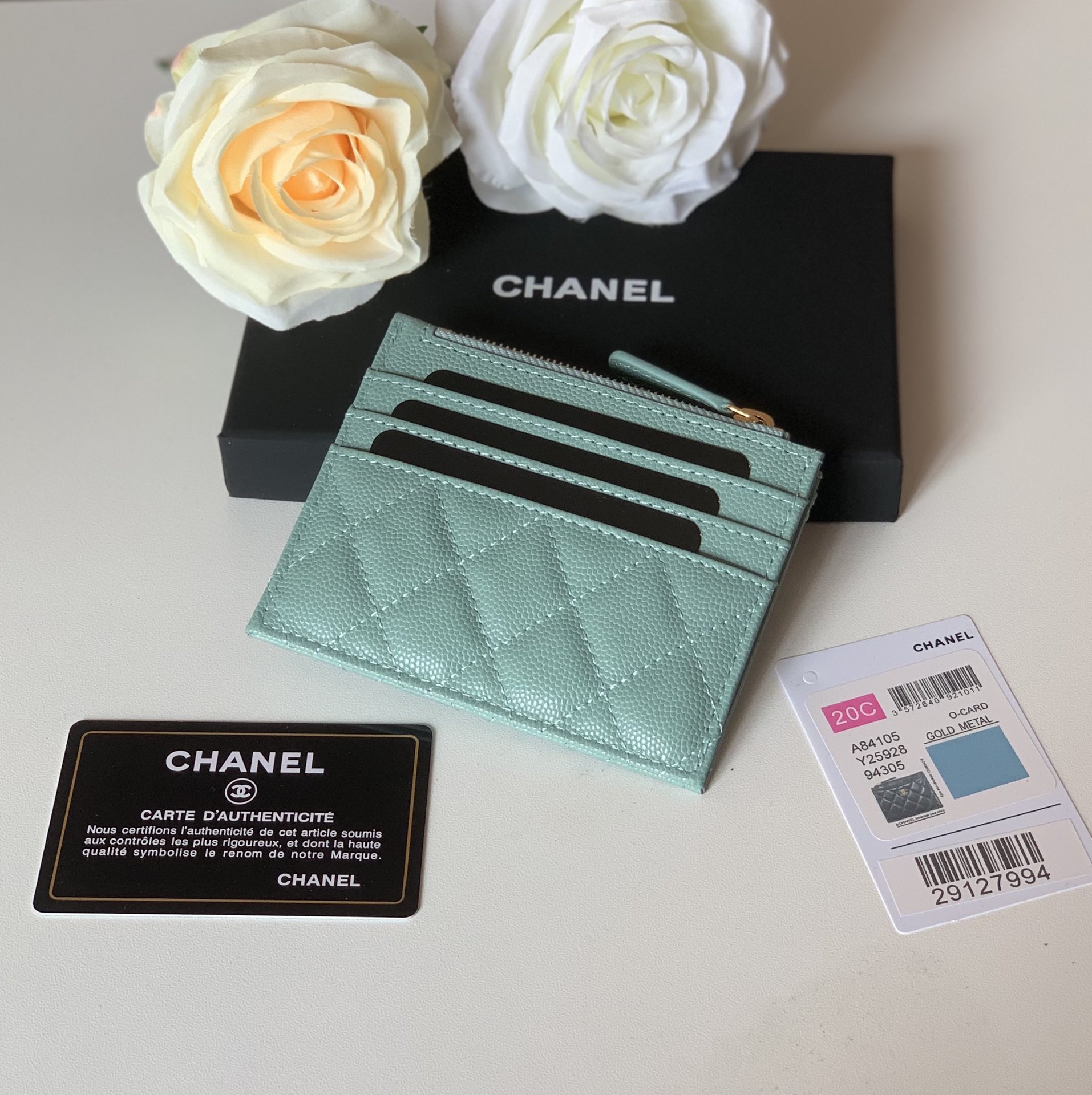 Ch**el Flat Card Holder Mint Bag For Women 11.5cm/4.5in